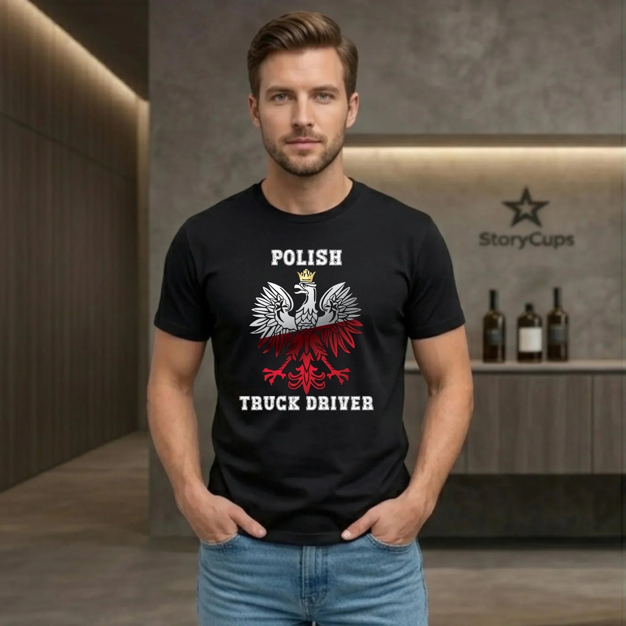 Koszulka męska dla kierowcy ciężarówki - Polish Truck Driver ZKT06 - StoryCups.pl