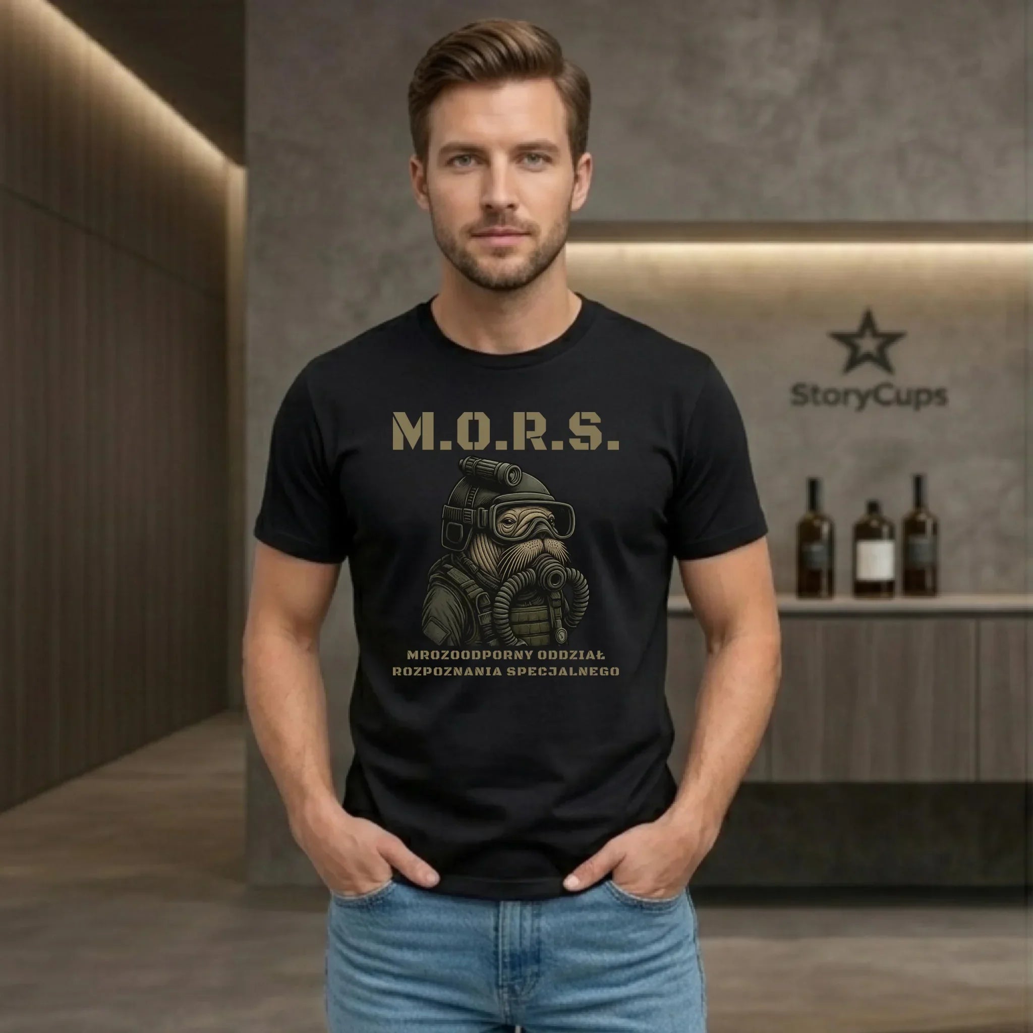 Koszulka męska - prezent dla morsa - M.O.R.S. Mrozoodporny Oddział Rozpoznania Specjalnego HM20 - StoryCups.pl