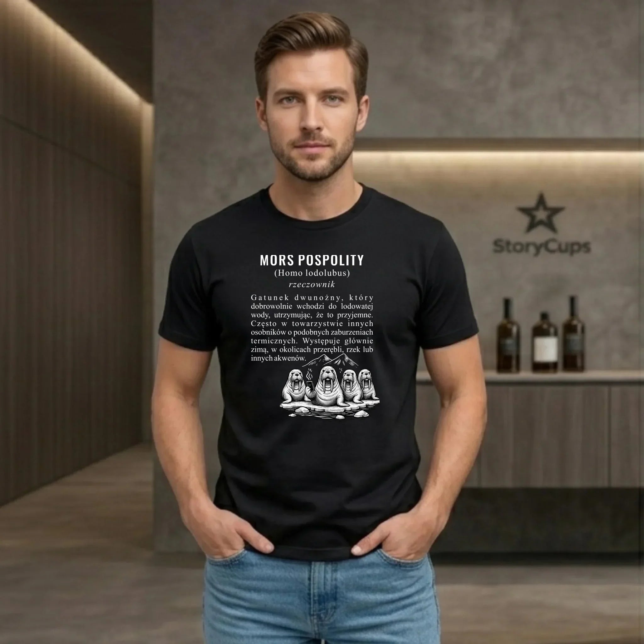 Koszulka męska - prezent dla morsa - Mors pospolity [Homo lodolubus] HM12 - StoryCups.pl