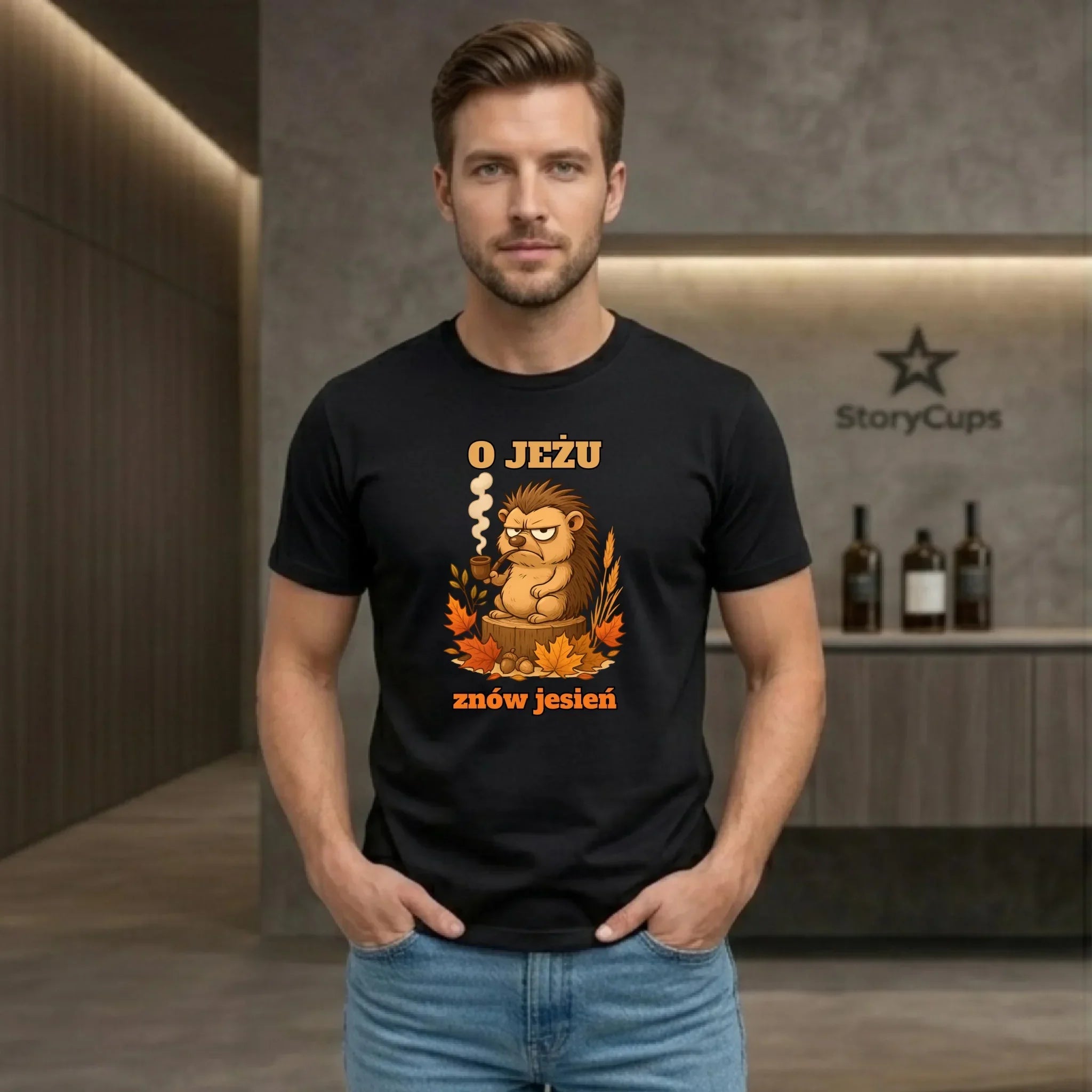 Koszulka męska jesienna - O jeżu znów jesień JS20 - StoryCups.pl