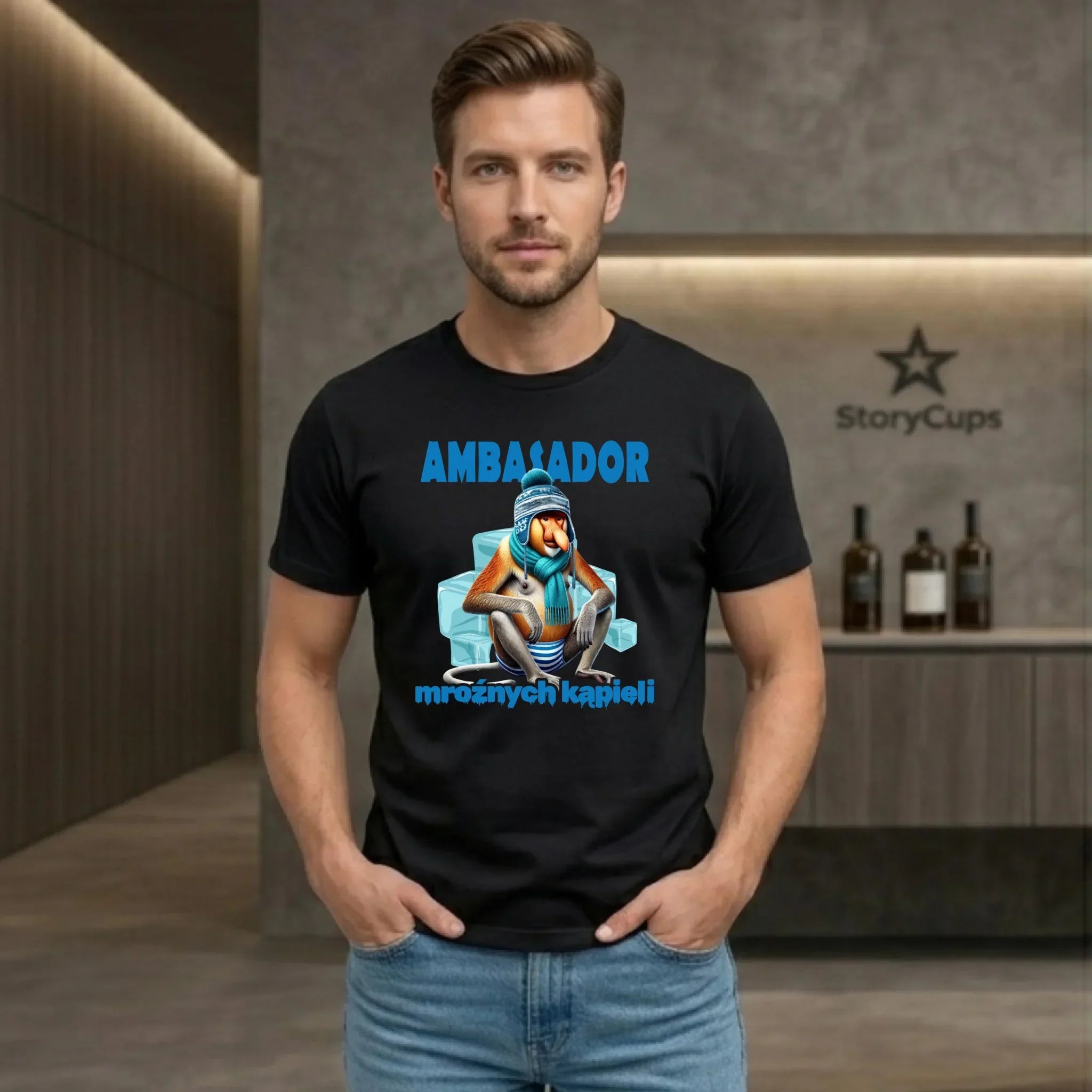 Koszulka męska - prezent dla morsa - Janusz Nosacz Mors - Ambasador mroźnych kąpieli HM03 - StoryCups.pl