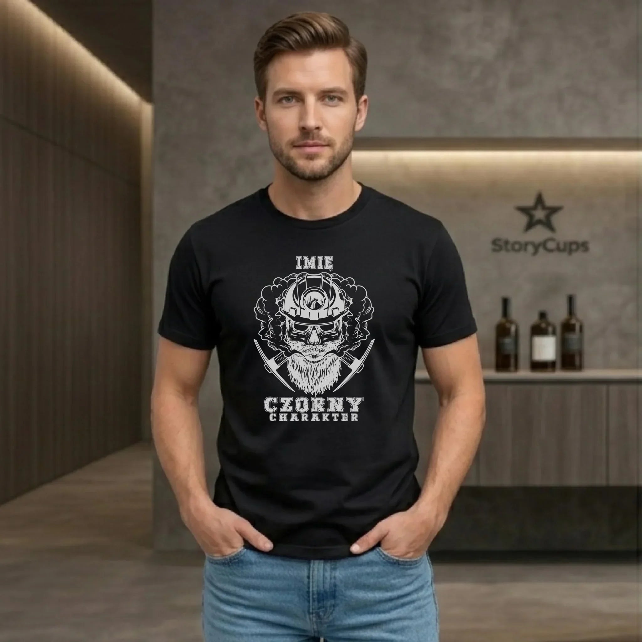 Koszulka męska - prezent dla górnika - Czorny charakter - personalizowana G06 - StoryCups.pl