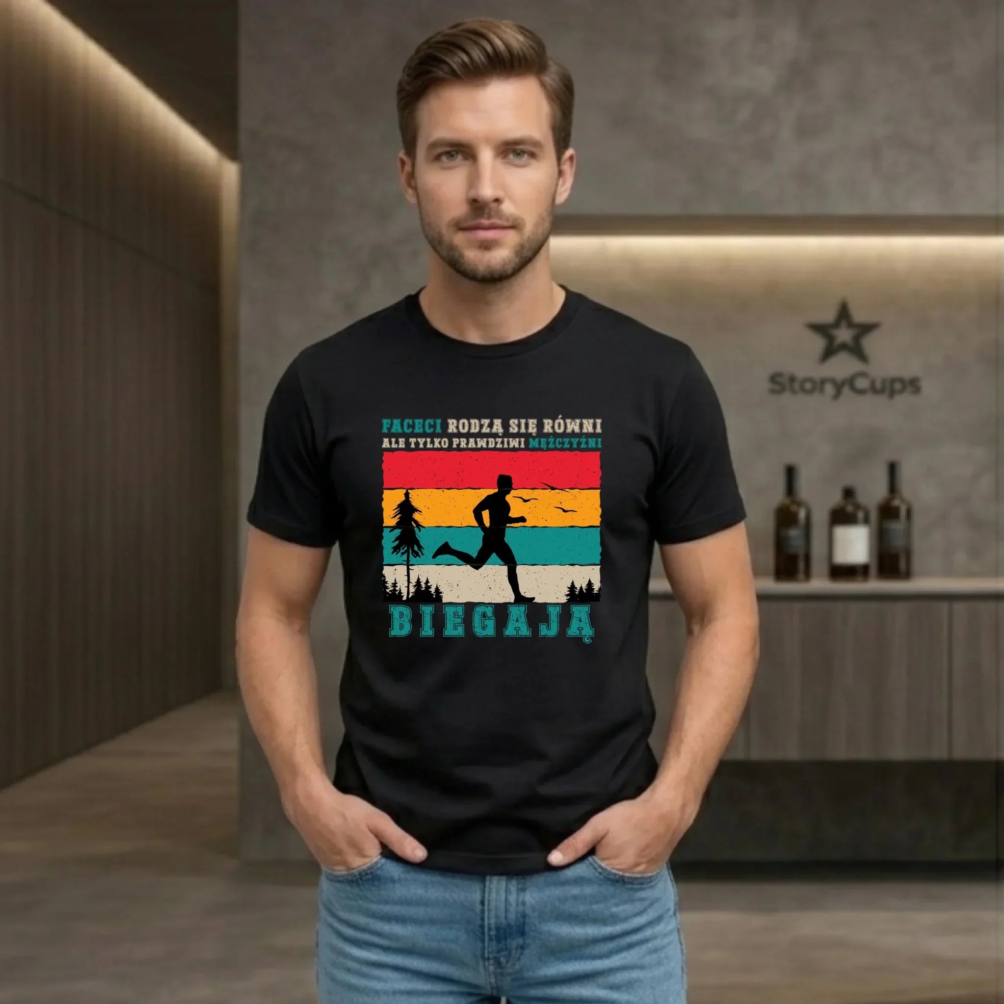 Koszulka męska dla biegacza - Prawdziwi mężczyźni biegają HB02 - StoryCups.pl