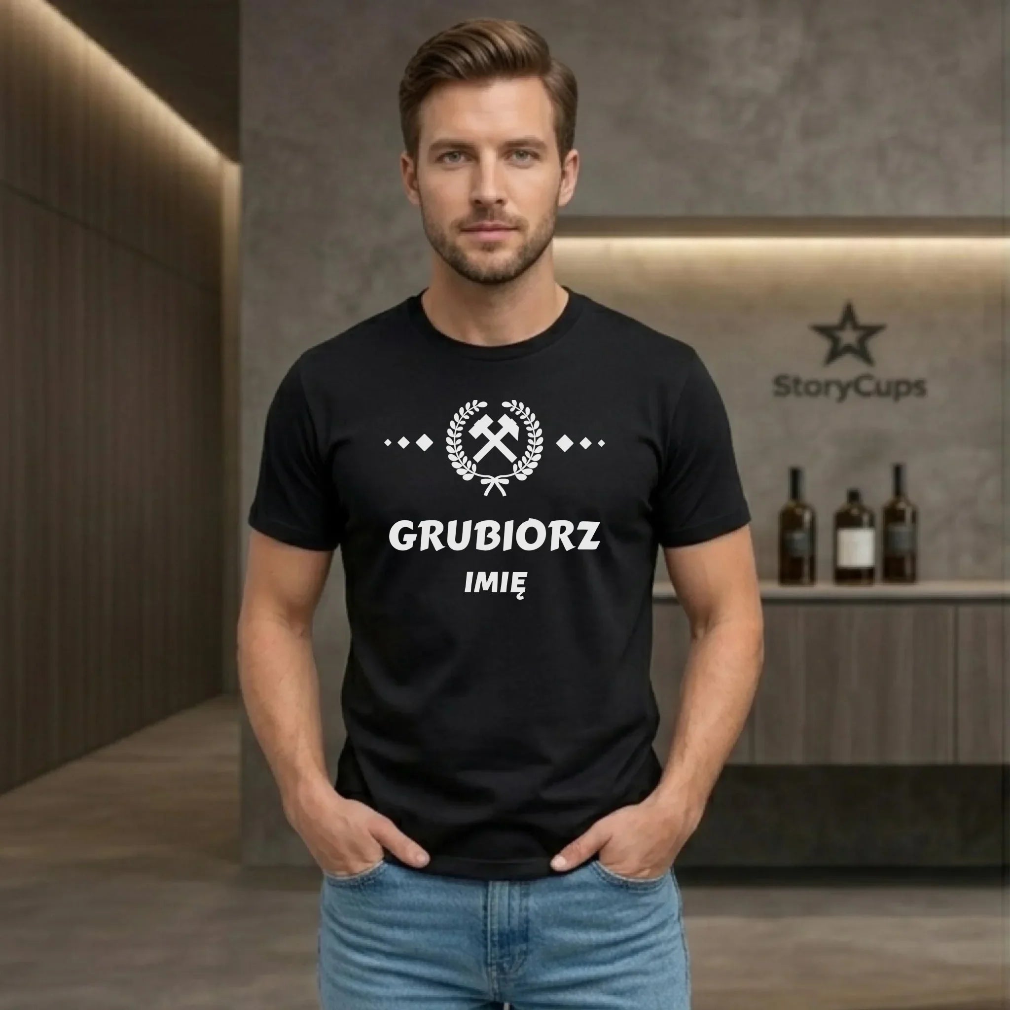 Koszulka męska - prezent dla górnika - Grubiorz - personalizowana G03 - StoryCups.pl