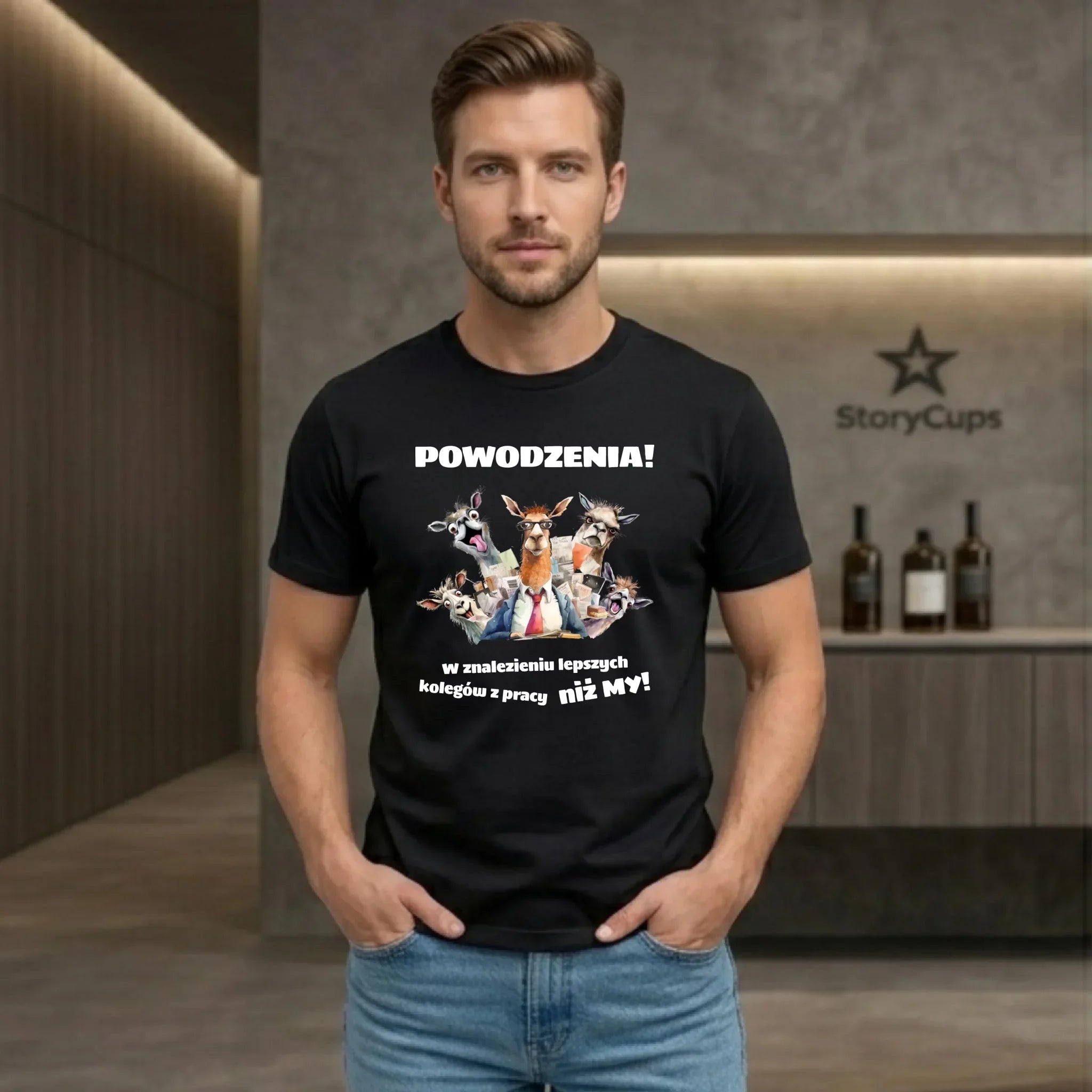 Koszulka męska na odejście z pracy - Powodzenia w znalezieniu lepszych kolegów OP08 - StoryCups.pl