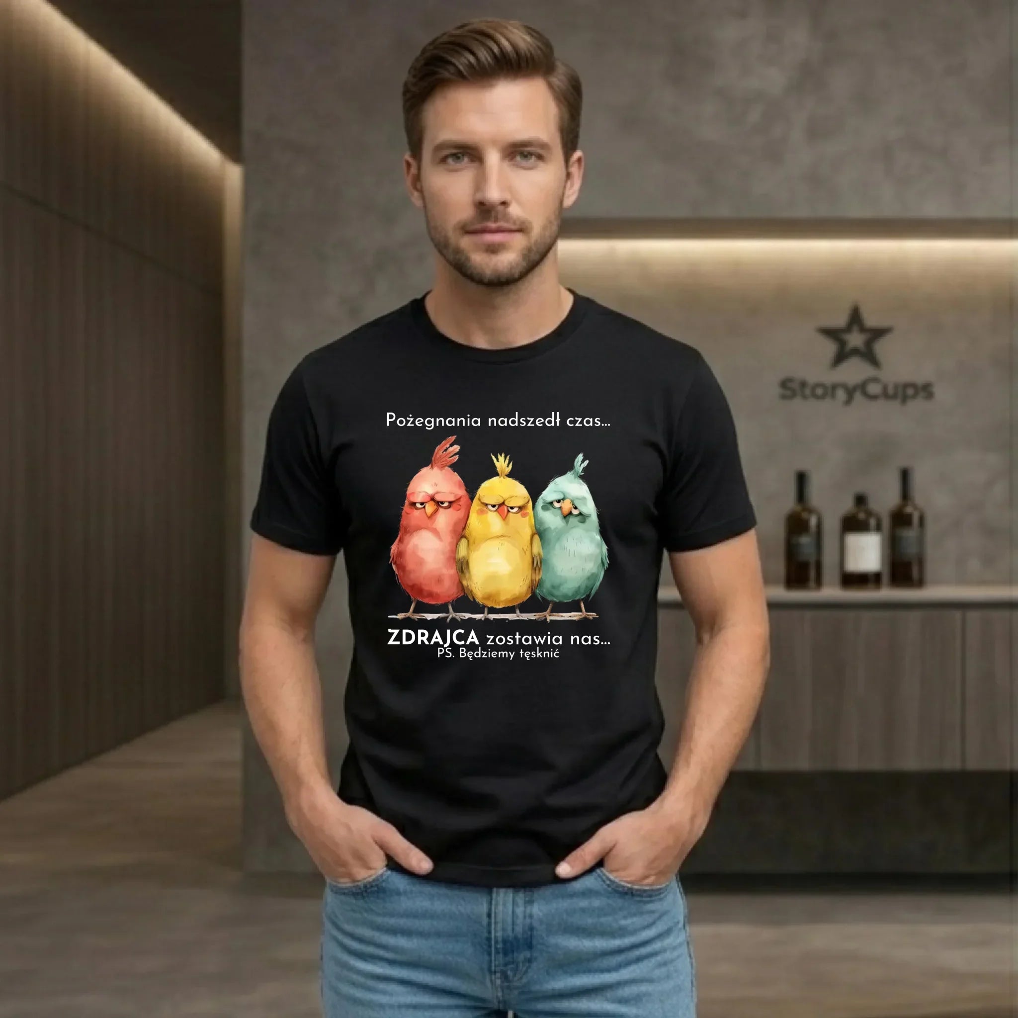 Koszulka męska na odejście z pracy - Pożegnania nadszedł czas OP05 - StoryCups.pl