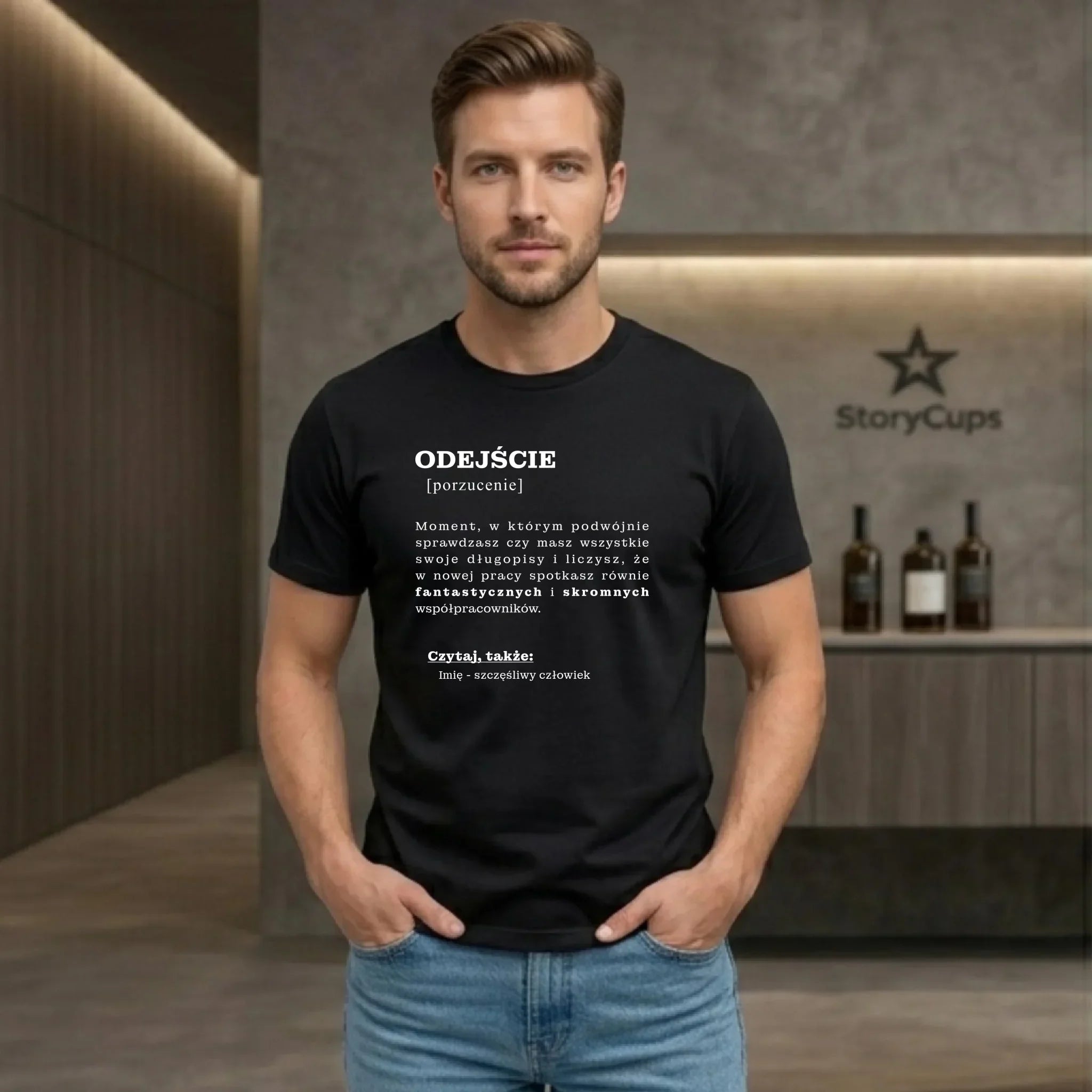 Koszulka męska - Odejście z pracy [porzucenie] - personalizowana OP01 - StoryCups.pl