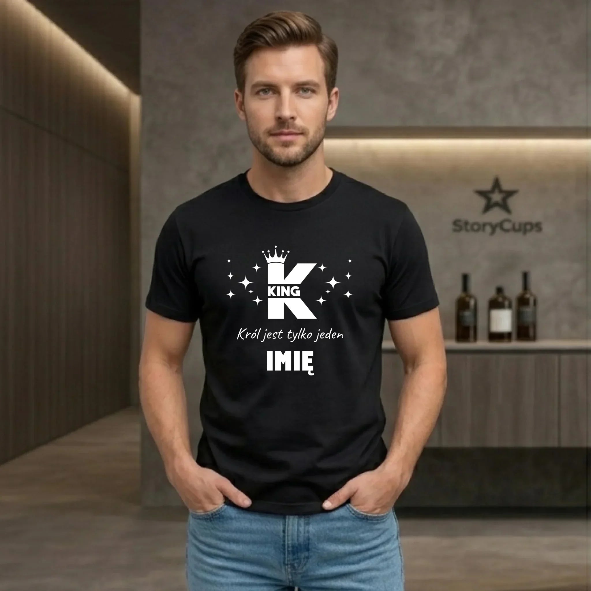 Koszulka męska dla niego - King Król jest tylko jeden - personalizowana W40 - StoryCups.pl