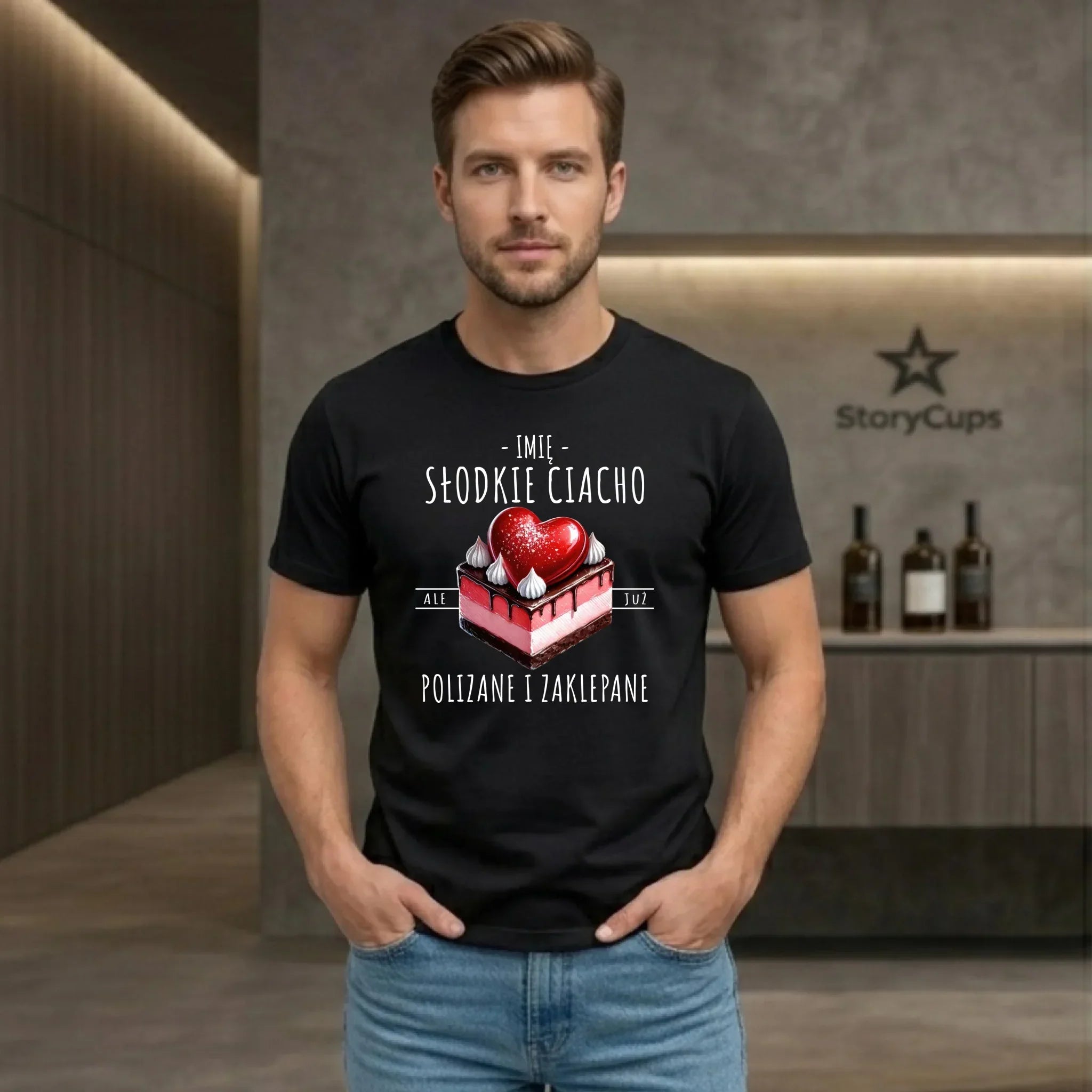 Koszulka męska - Słodkie ciacho polizane i zaklepane - personalizowana W36 - StoryCups.pl