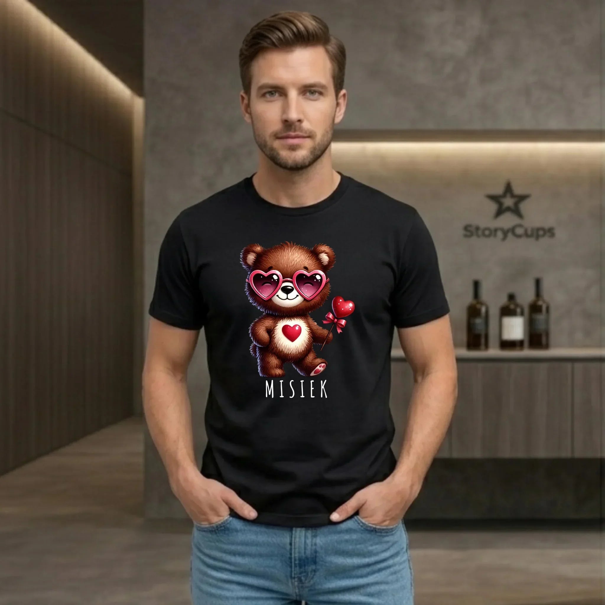 Koszulka męska - Misiek z sercem W34 - StoryCups.pl