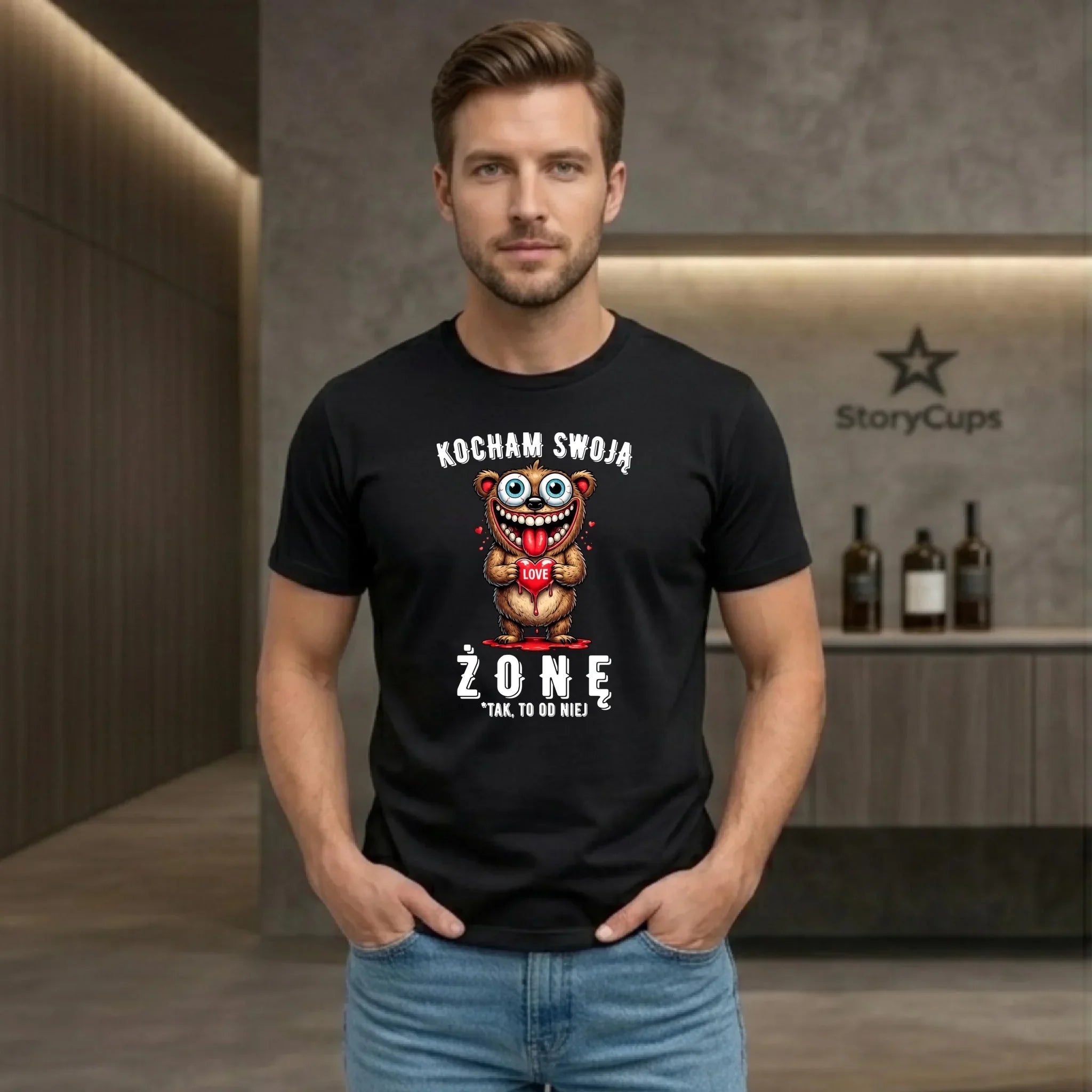 Koszulka męska dla męża - Kocham swoją żonę W23 - StoryCups.pl