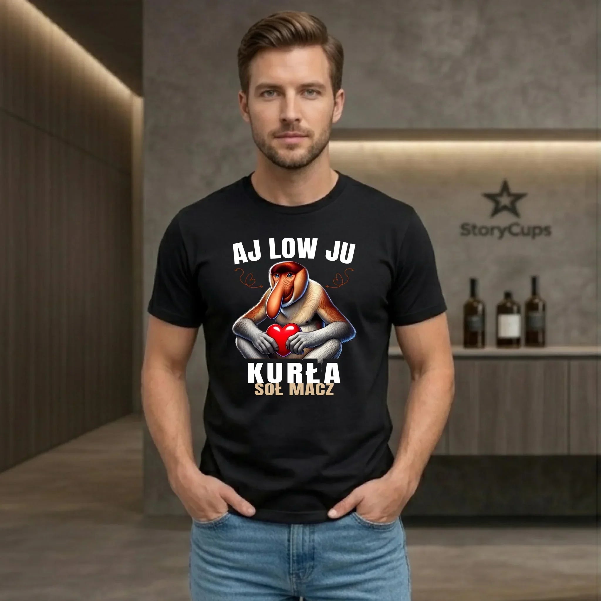 Koszulka męska dla par - Janusz nosacz - Aj low ju kurła W26 - StoryCups.pl