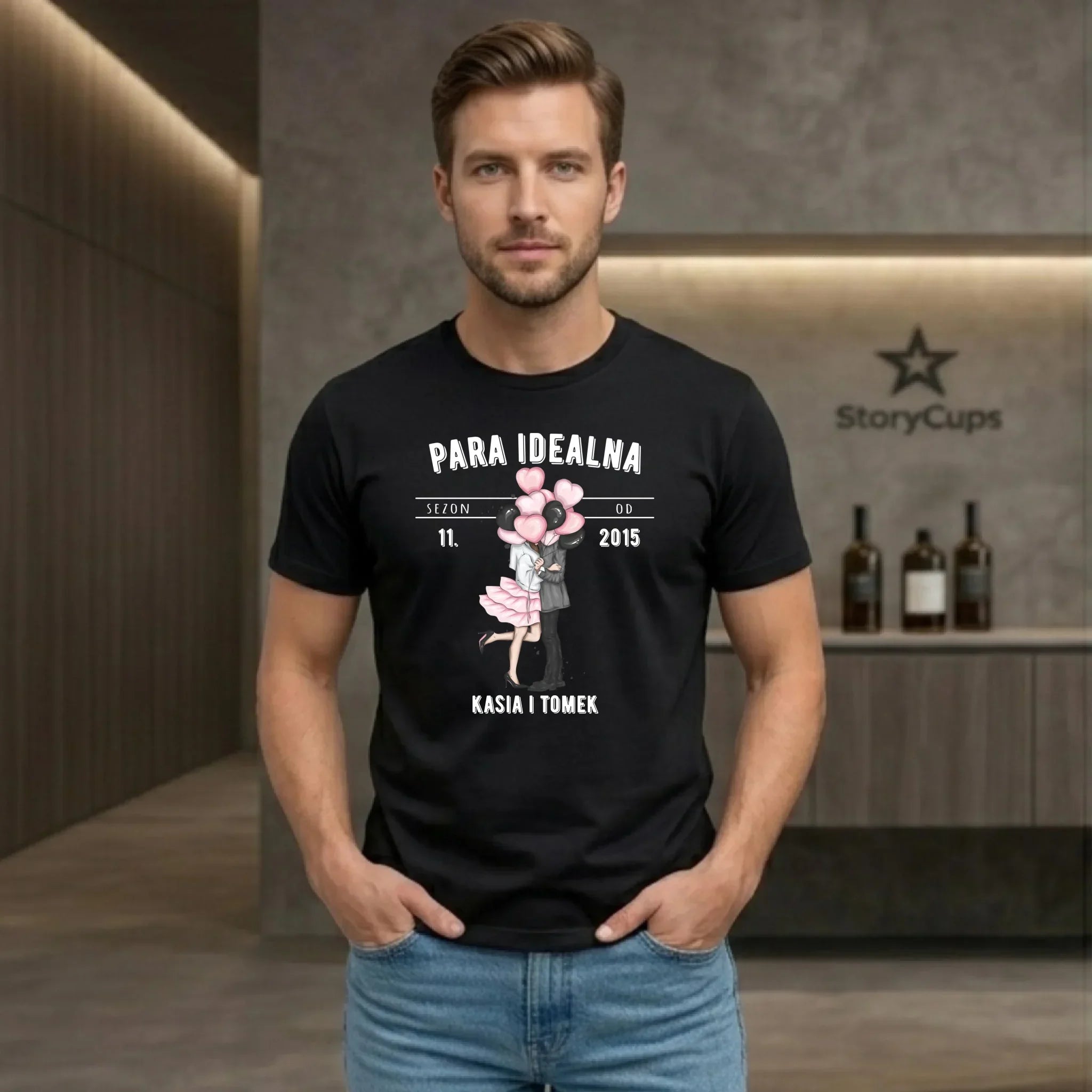 Koszulka męska dla par na rocznicę - Para idealna - personalizowana W11 - StoryCups.pl