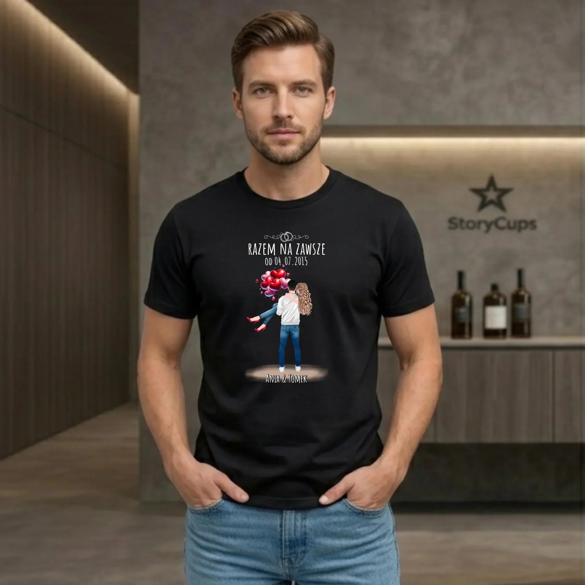 Koszulka męska dla par na rocznicę - Razem na zawsze - personalizowana W14 - StoryCups.pl