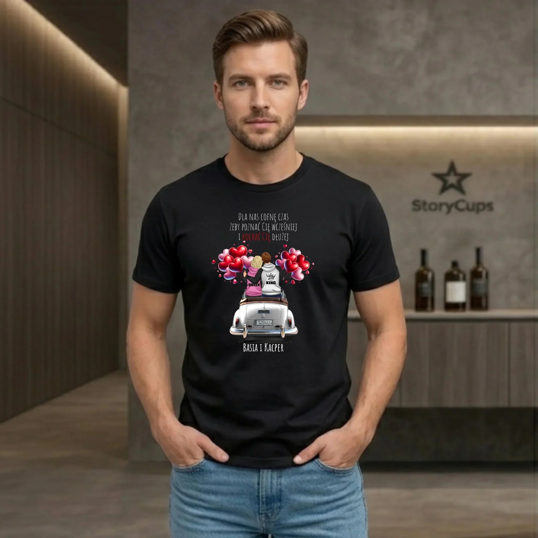 Koszulka męska dla par - Dla nas cofnę czas - personalizowana W08 - StoryCups.pl