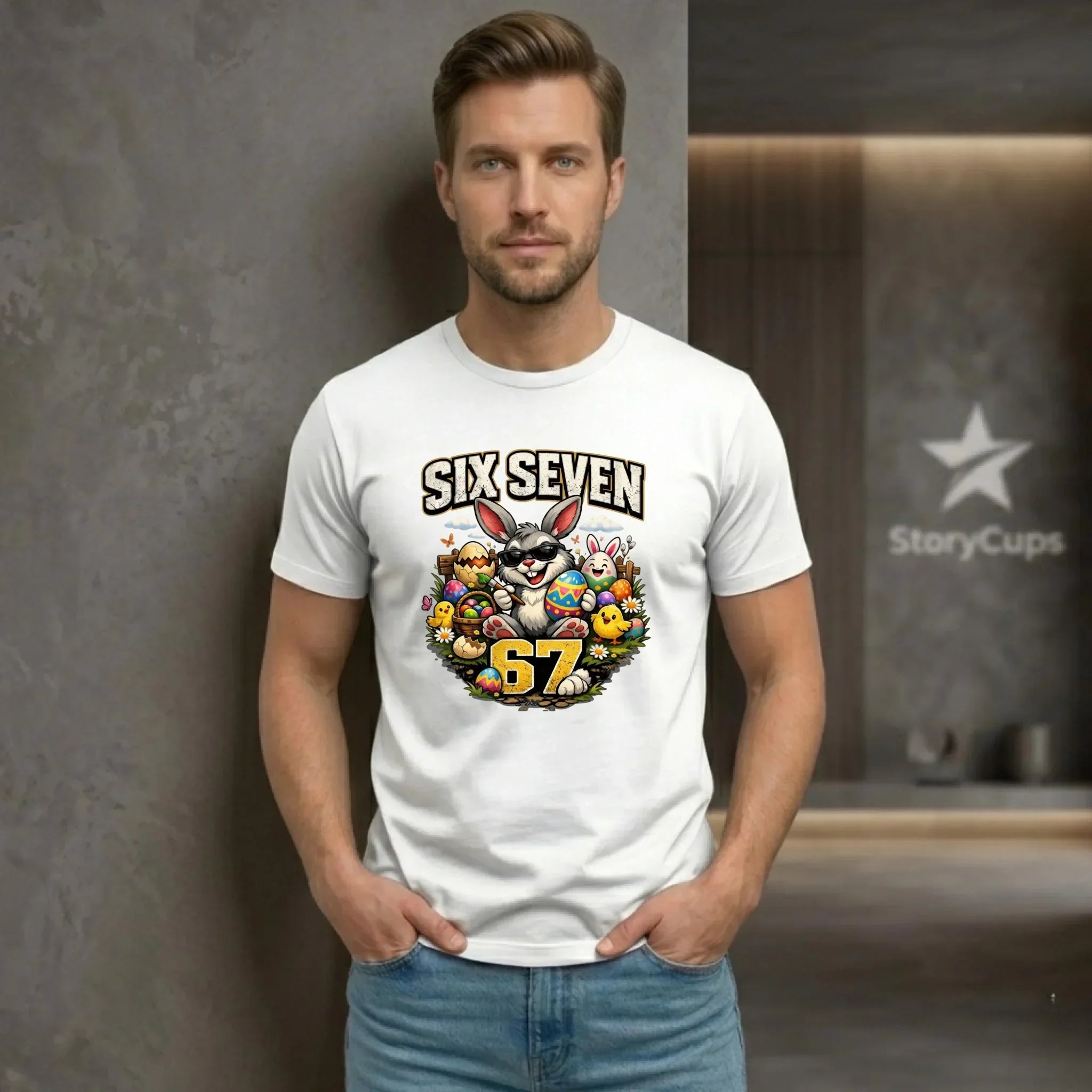 Koszulka męska wielkanocna - Zając Six Seven 67 WN10 - StoryCups.pl