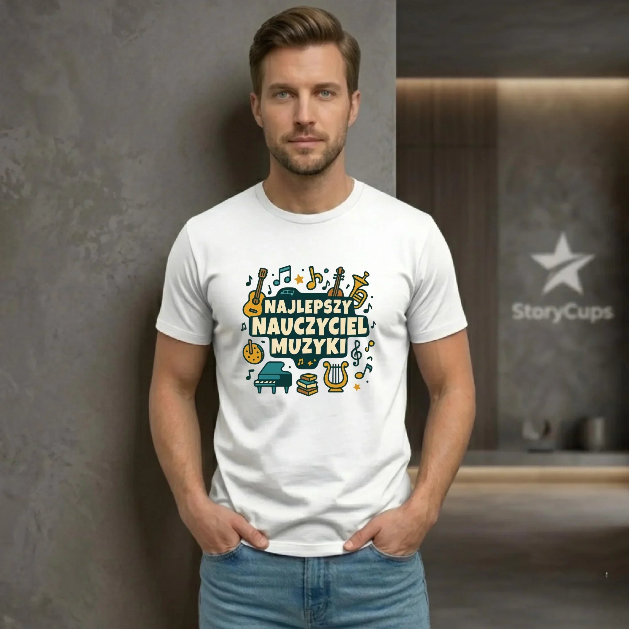 Koszulka męska dla nauczyciela - Najlepszy nauczyciel muzyki N52 - StoryCups.pl