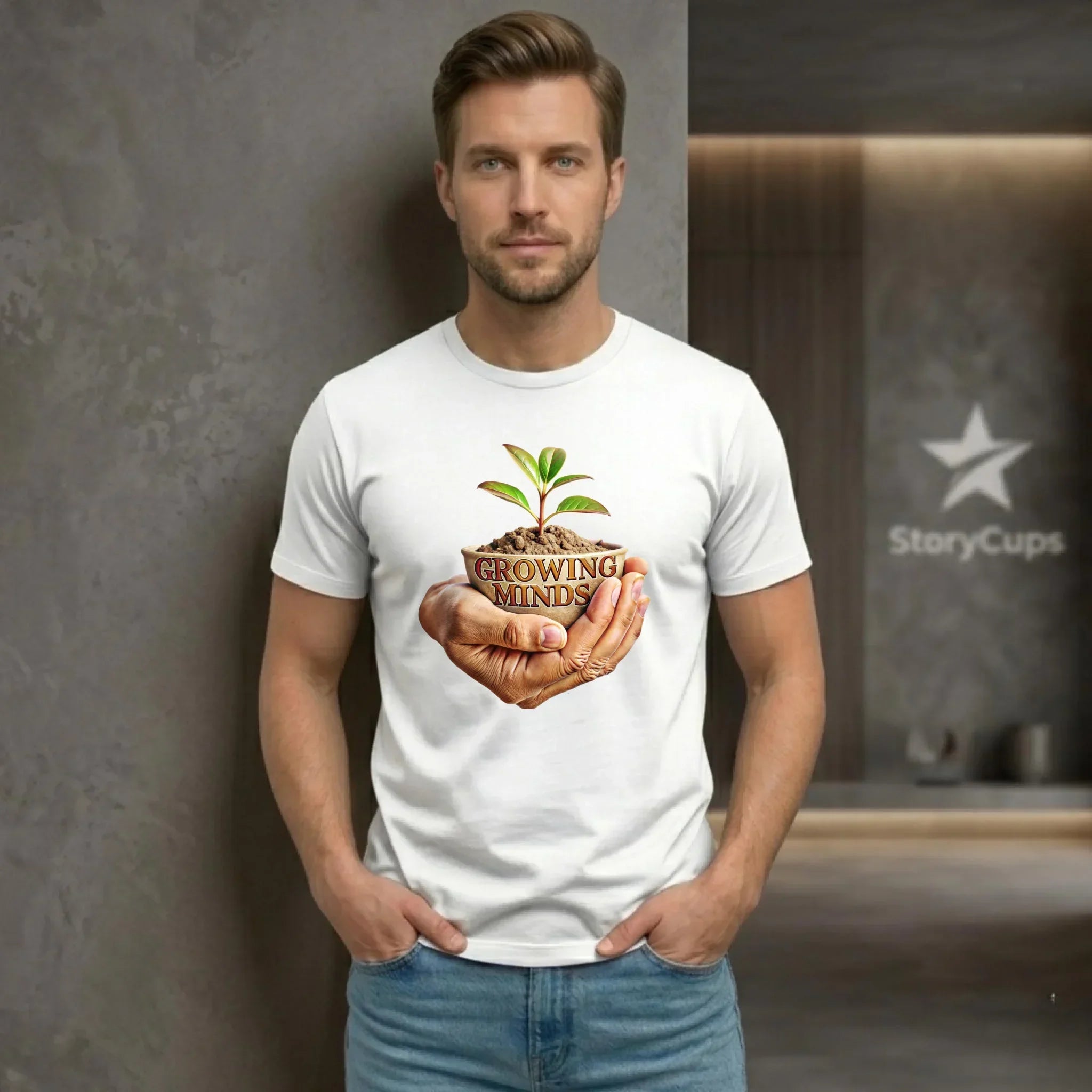 Koszulka męska dla nauczyciela - Growing minds N15 - StoryCups.pl