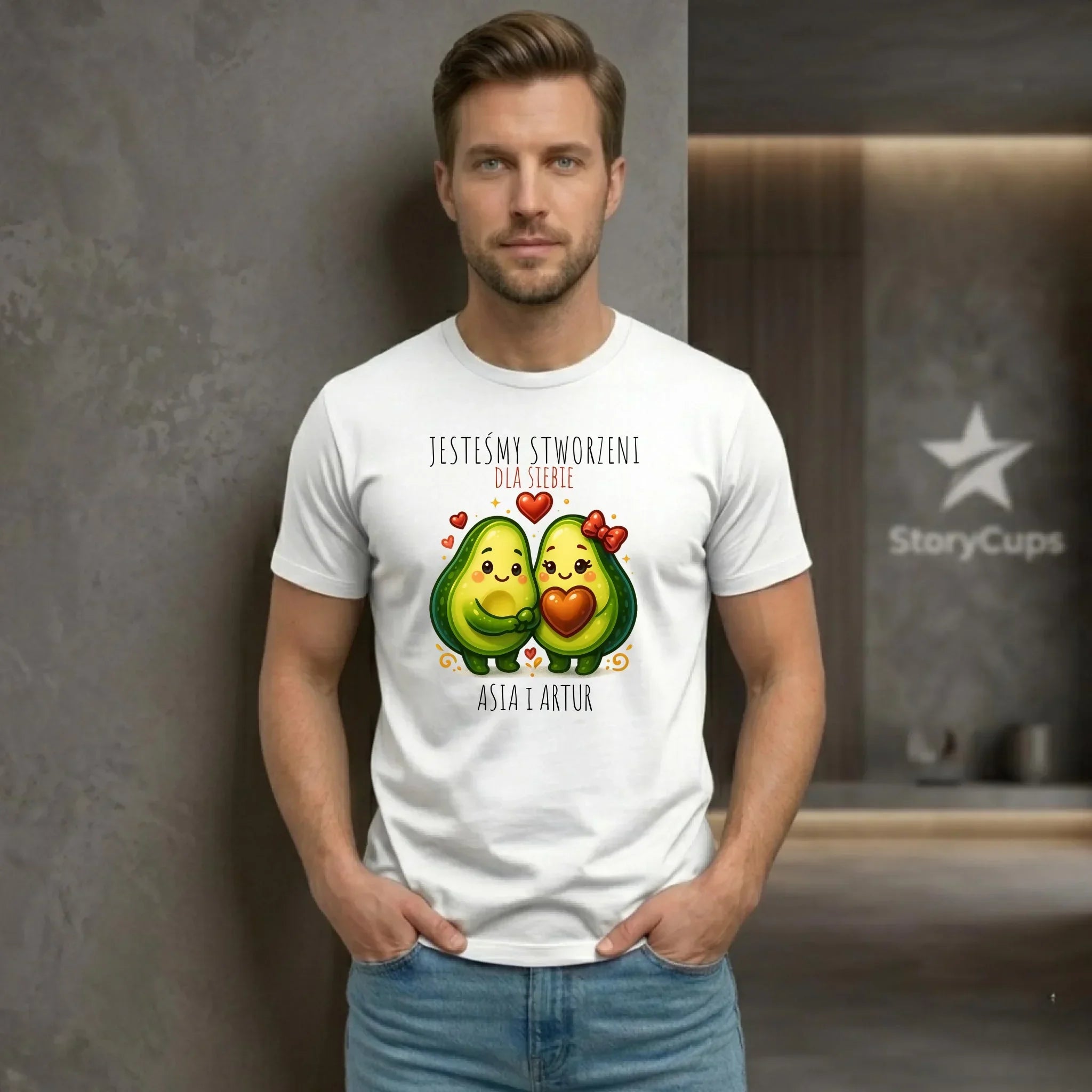 Koszulka męska - Awokado Stworzeni dla siebie - personalizowana W91 - StoryCups.pl