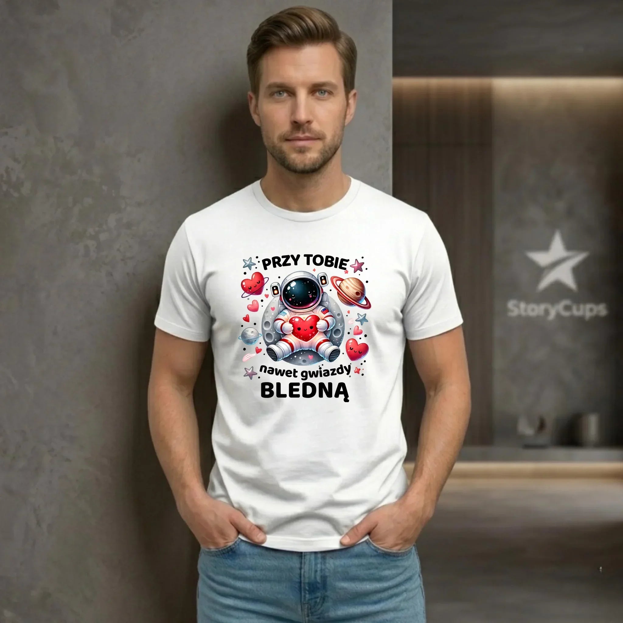 Koszulka męska - Przy Tobie nawet gwiazdy bledną W57 - StoryCups.pl