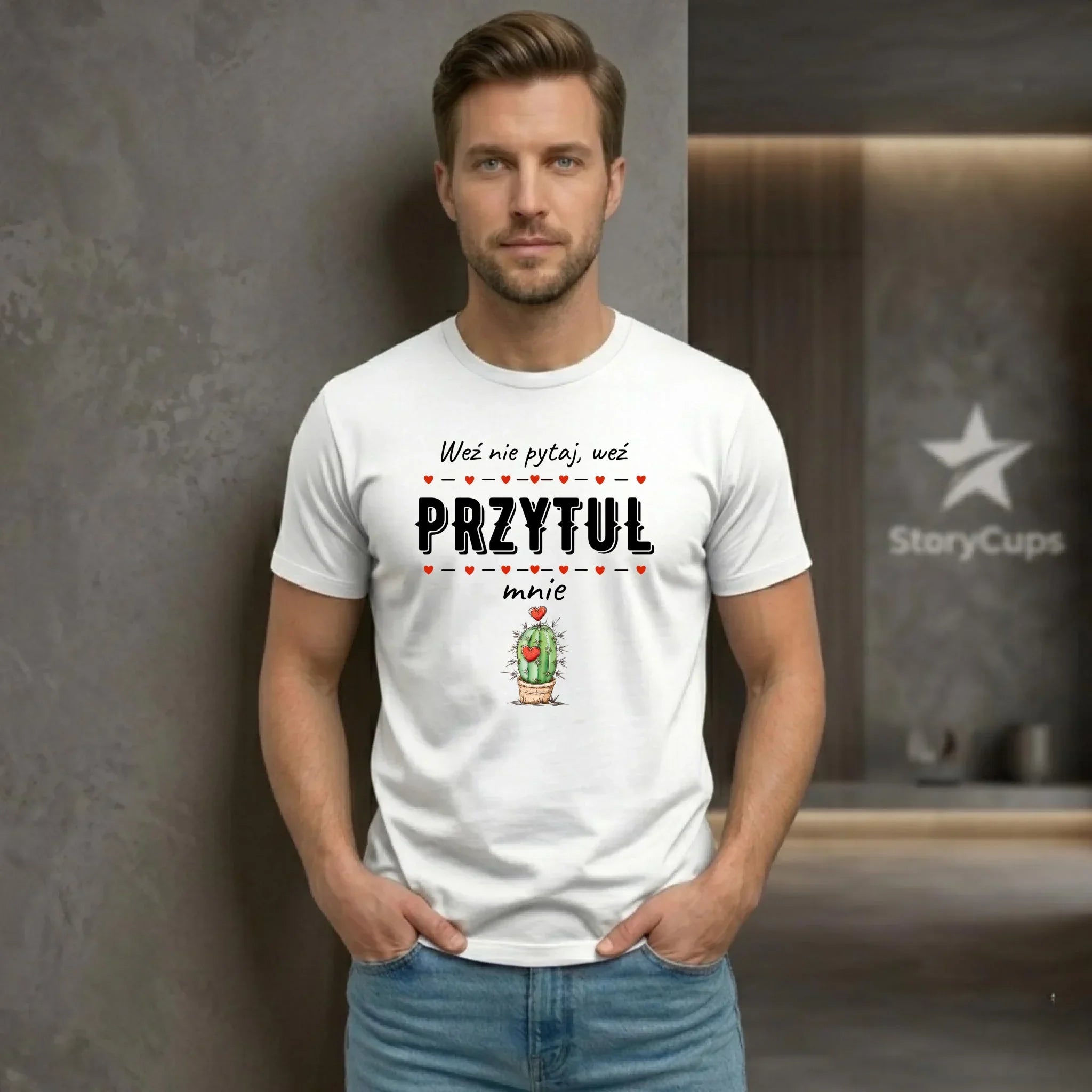 Koszulka męska - Weź nie pytaj, weź przytul mnie W49 - StoryCups.pl