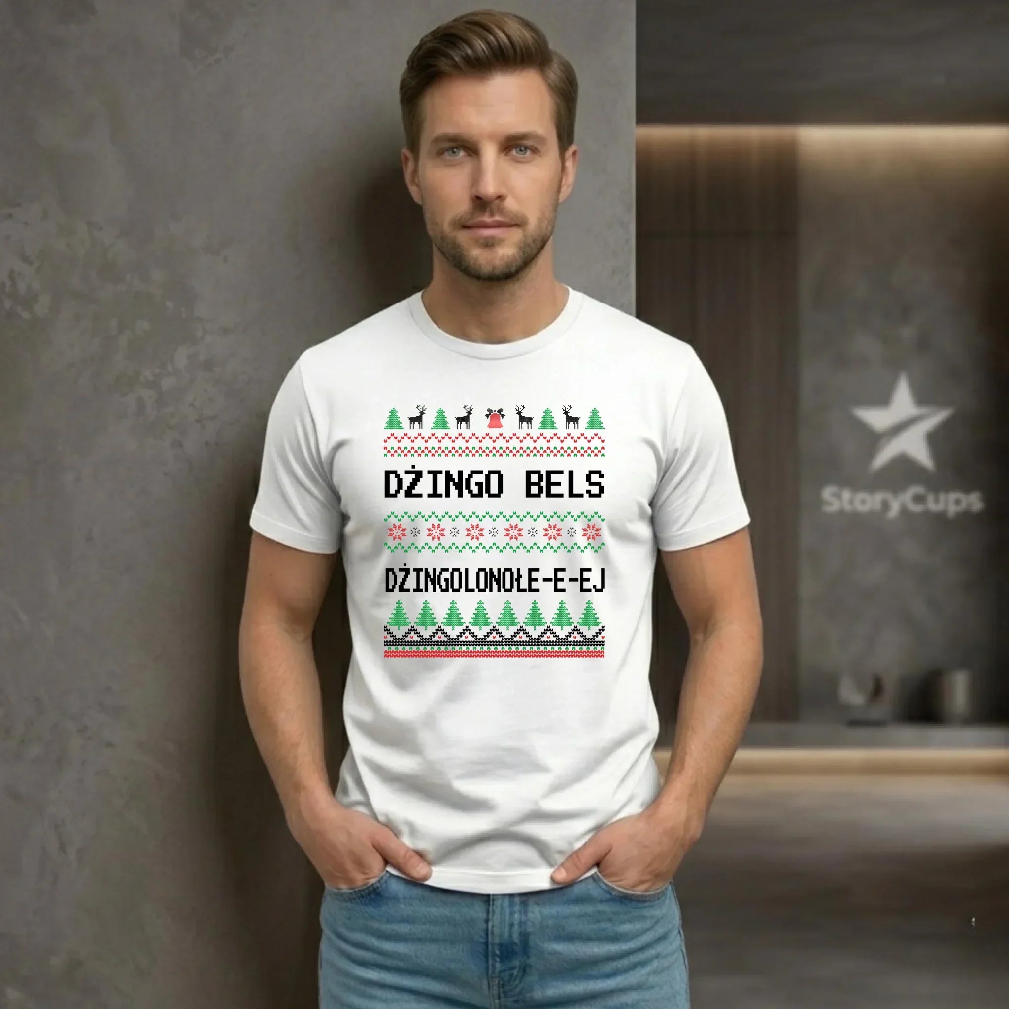 Koszulka męska świąteczna - prezent na Święta - Dżingo bels BN11 - StoryCups.pl