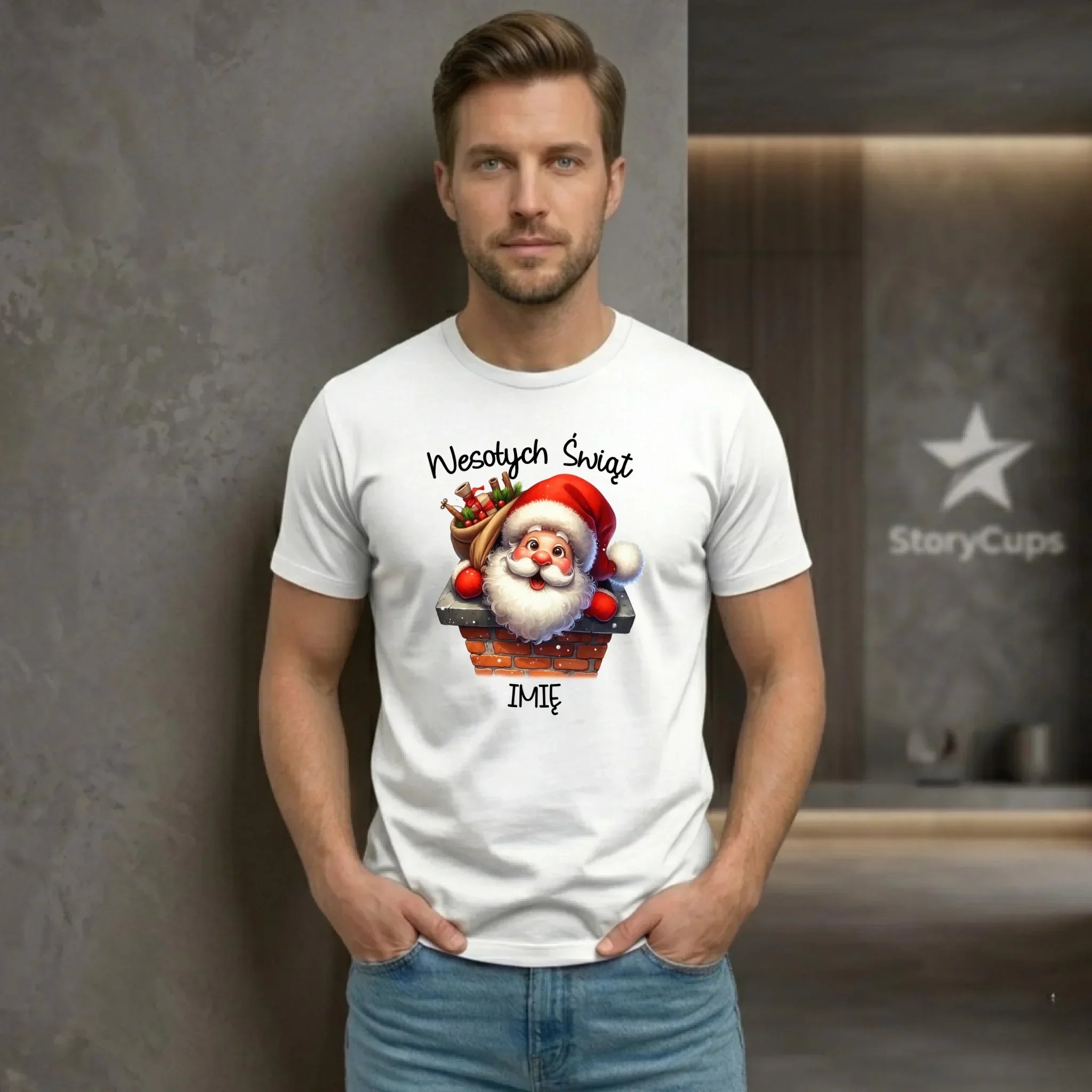 Koszulka męska świąteczna - prezent na Mikołajki Mikołaj - personalizowana BN08 - StoryCups.pl