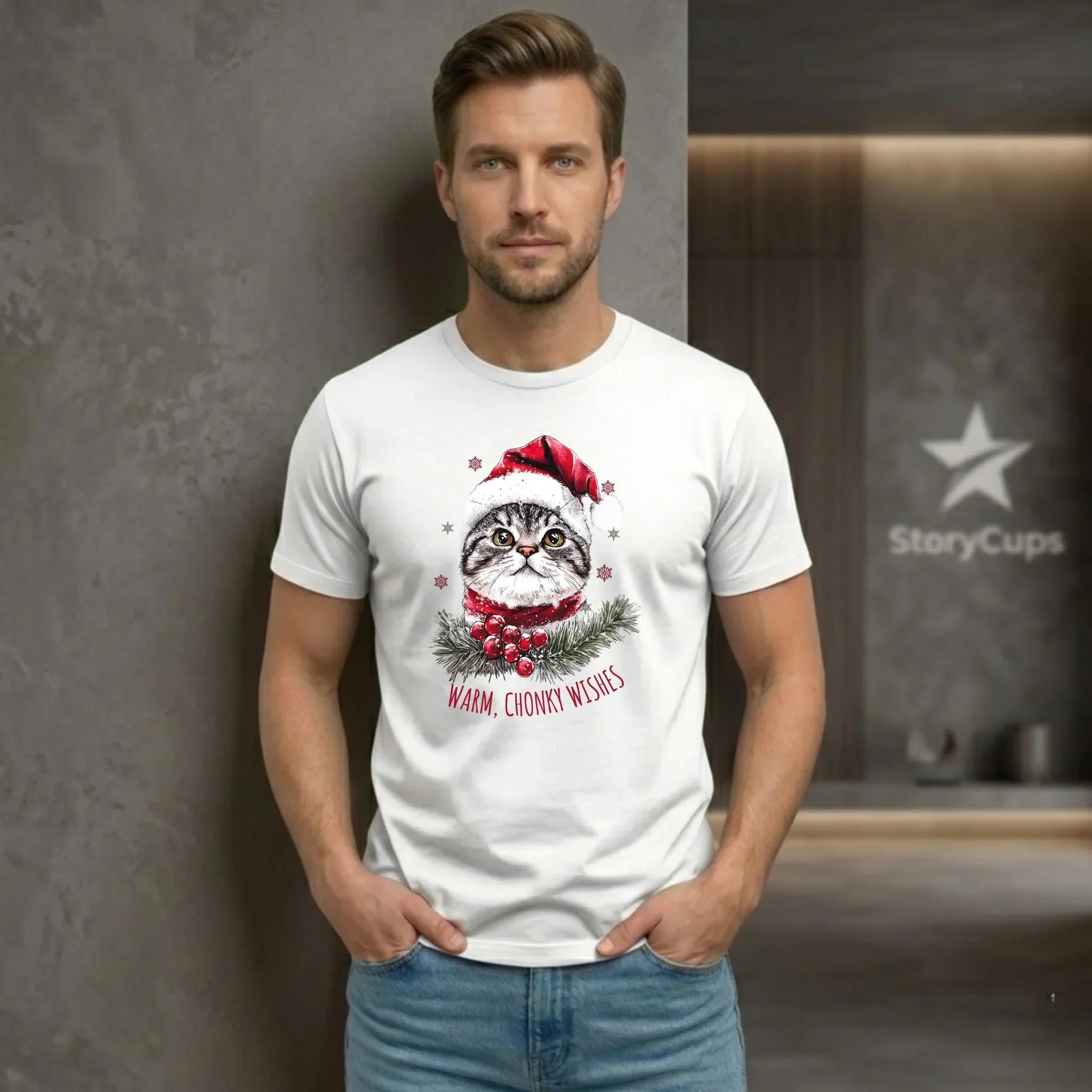 Koszulka męska świąteczna - Warm, Chonky Wishes BN36 - StoryCups.pl