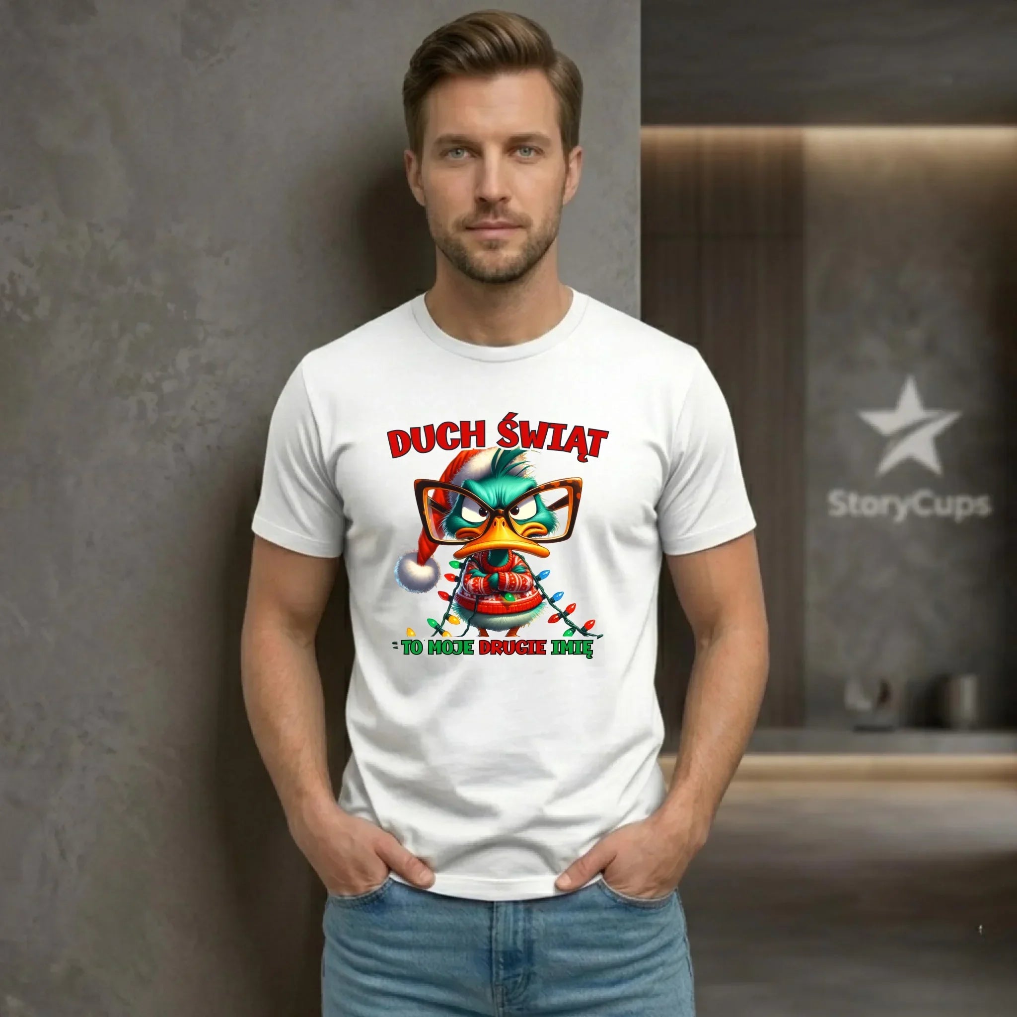 Koszulka męska świąteczna - Duch Świąt to moje drugie imię BN76 - StoryCups.pl