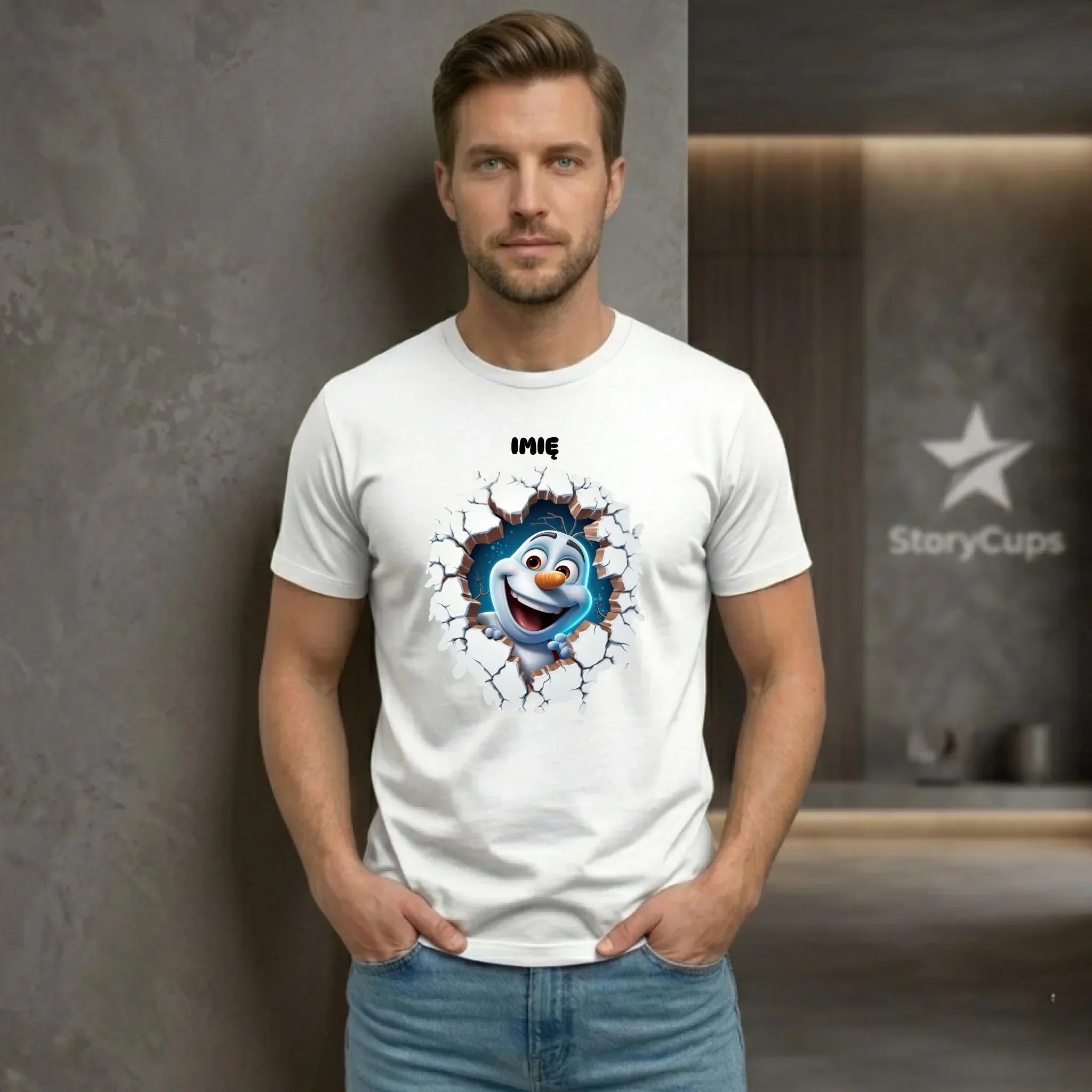 Koszulka męska świąteczna - Bałwan 3D - personalizowana BN84 - StoryCups.pl