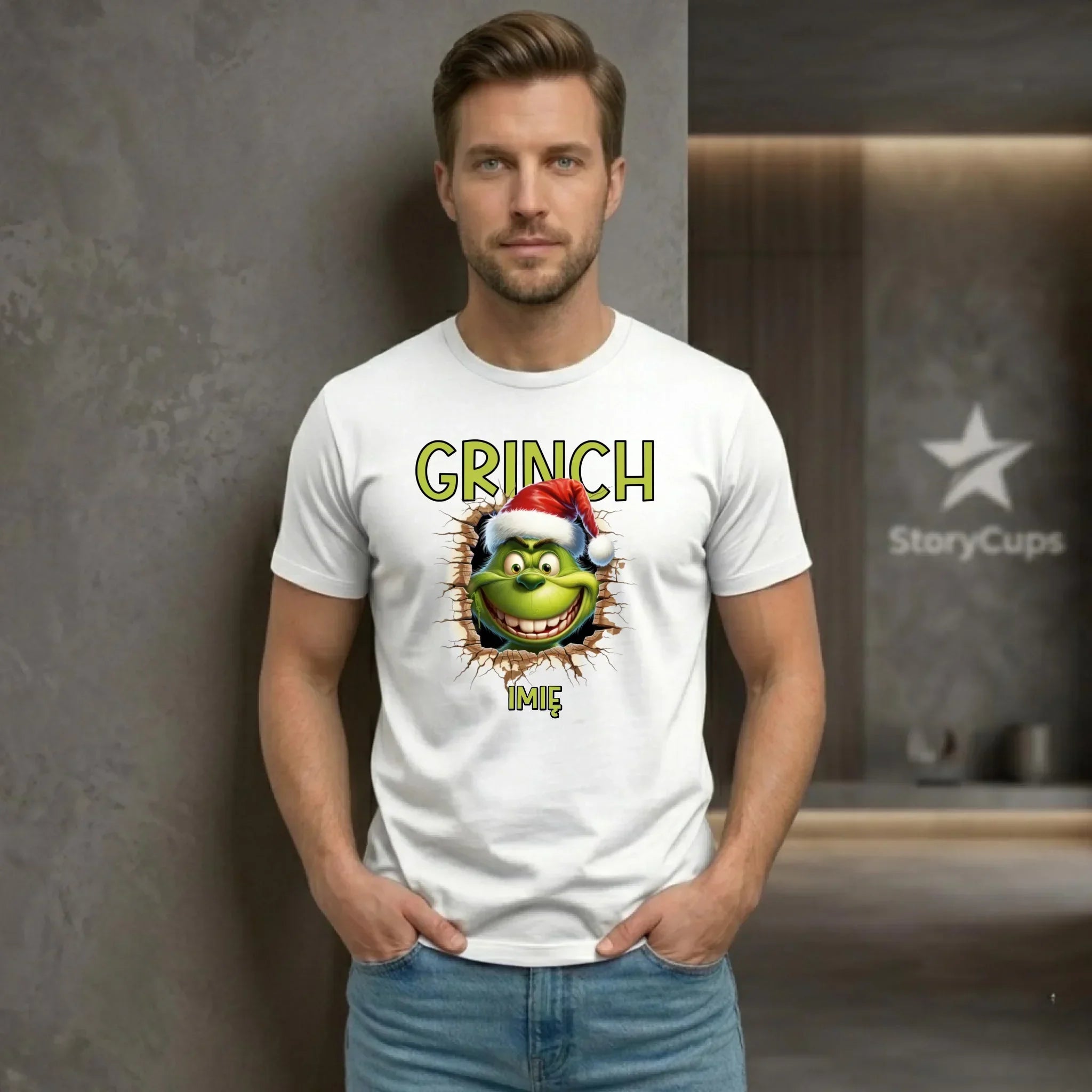 Koszulka męska świąteczna - Grinch - personalizowana BN112 - StoryCups.pl