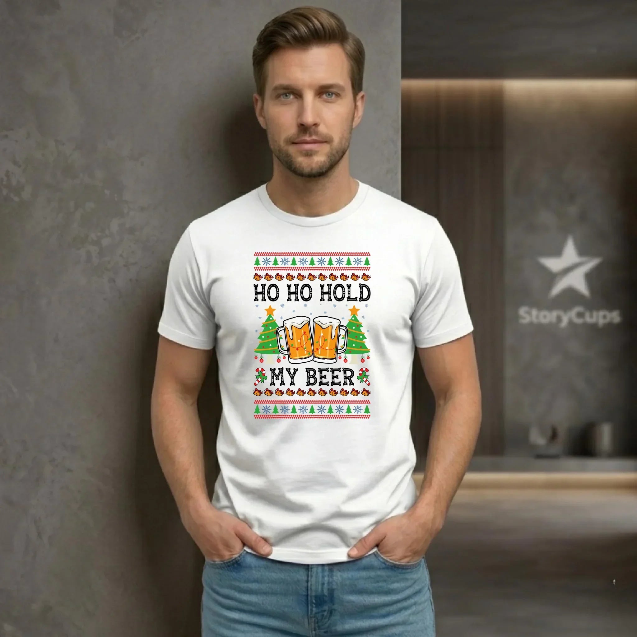 Koszulka męska świąteczna - Ho ho hold my beer BN131 - StoryCups.pl