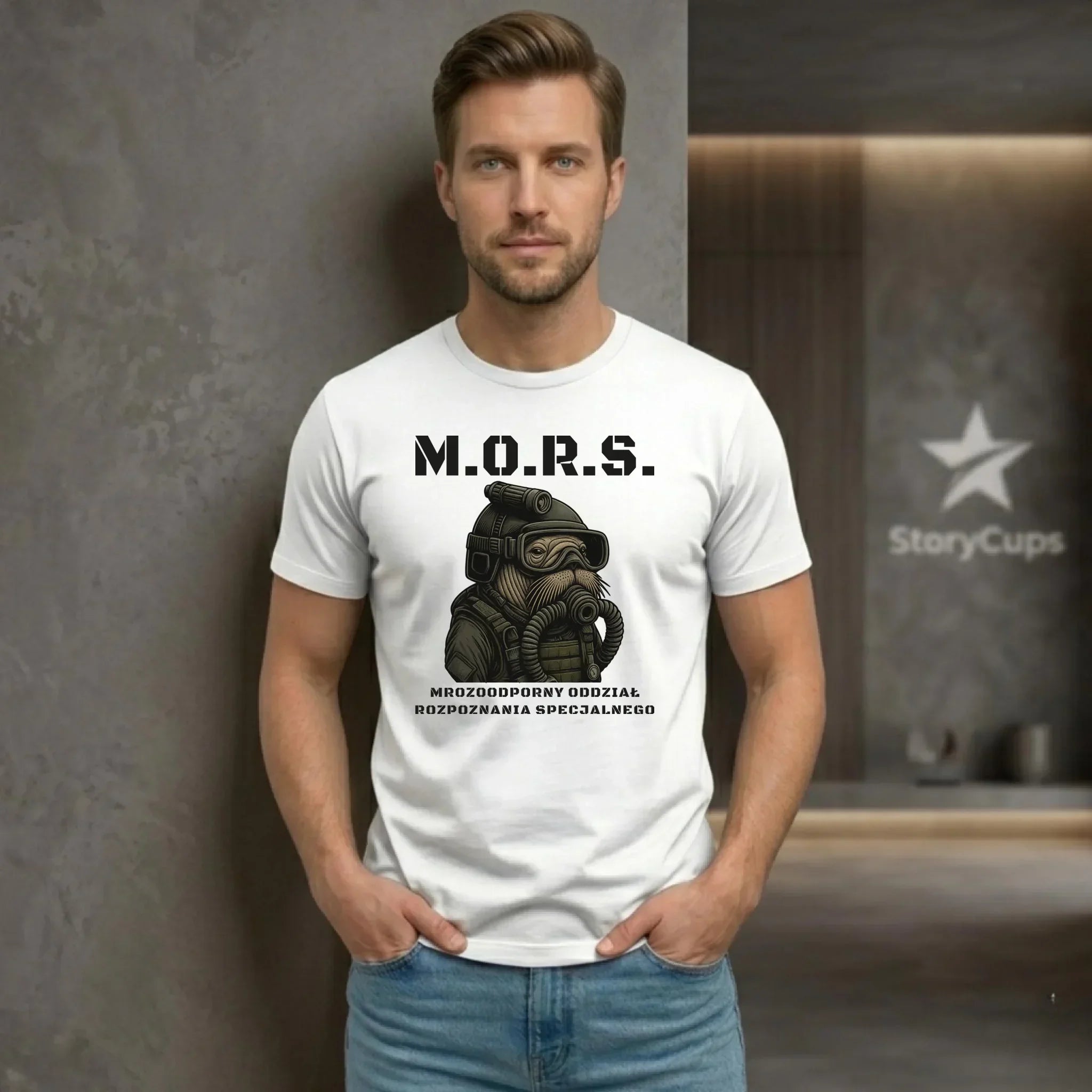 Koszulka męska - prezent dla morsa - M.O.R.S. Mrozoodporny Oddział Rozpoznania Specjalnego HM20 - StoryCups.pl