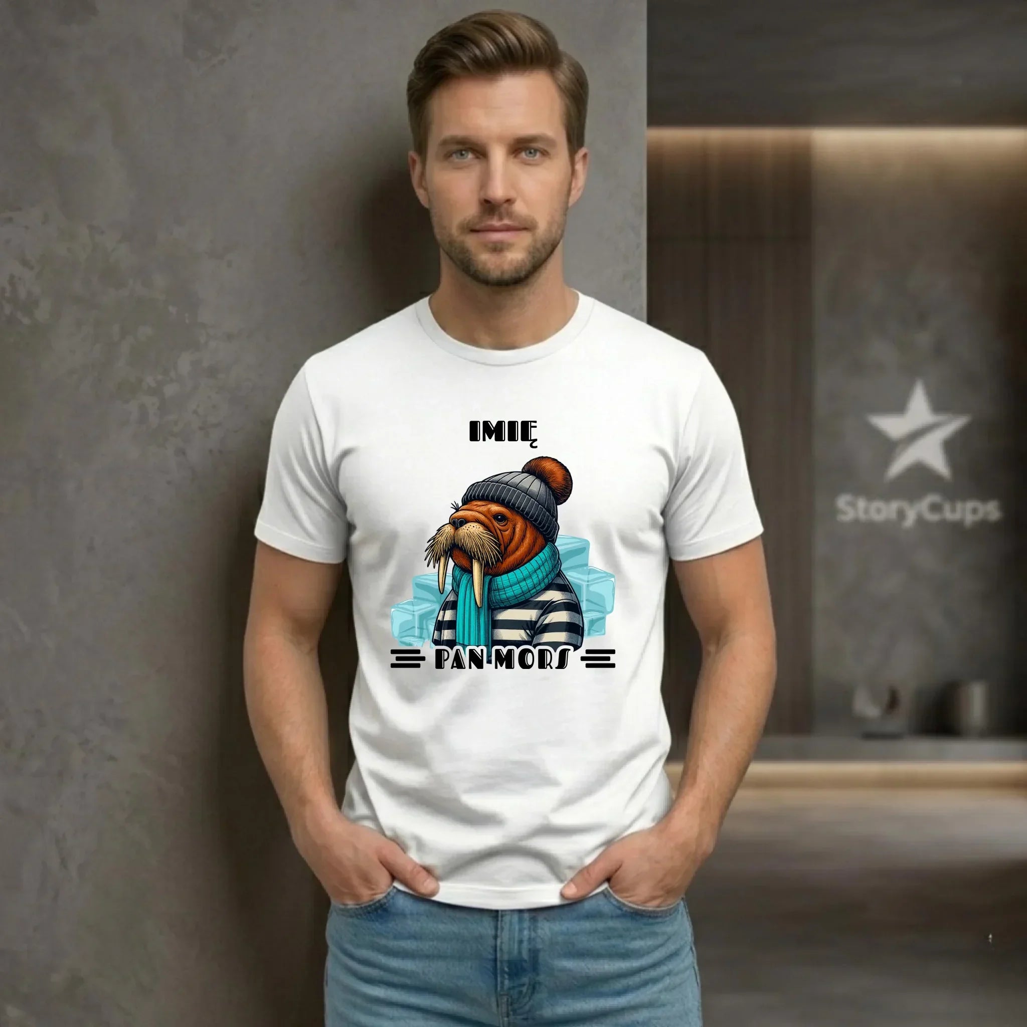 Koszulka męska - prezent dla morsa - Pan Mors - personalizowana HM15 - StoryCups.pl