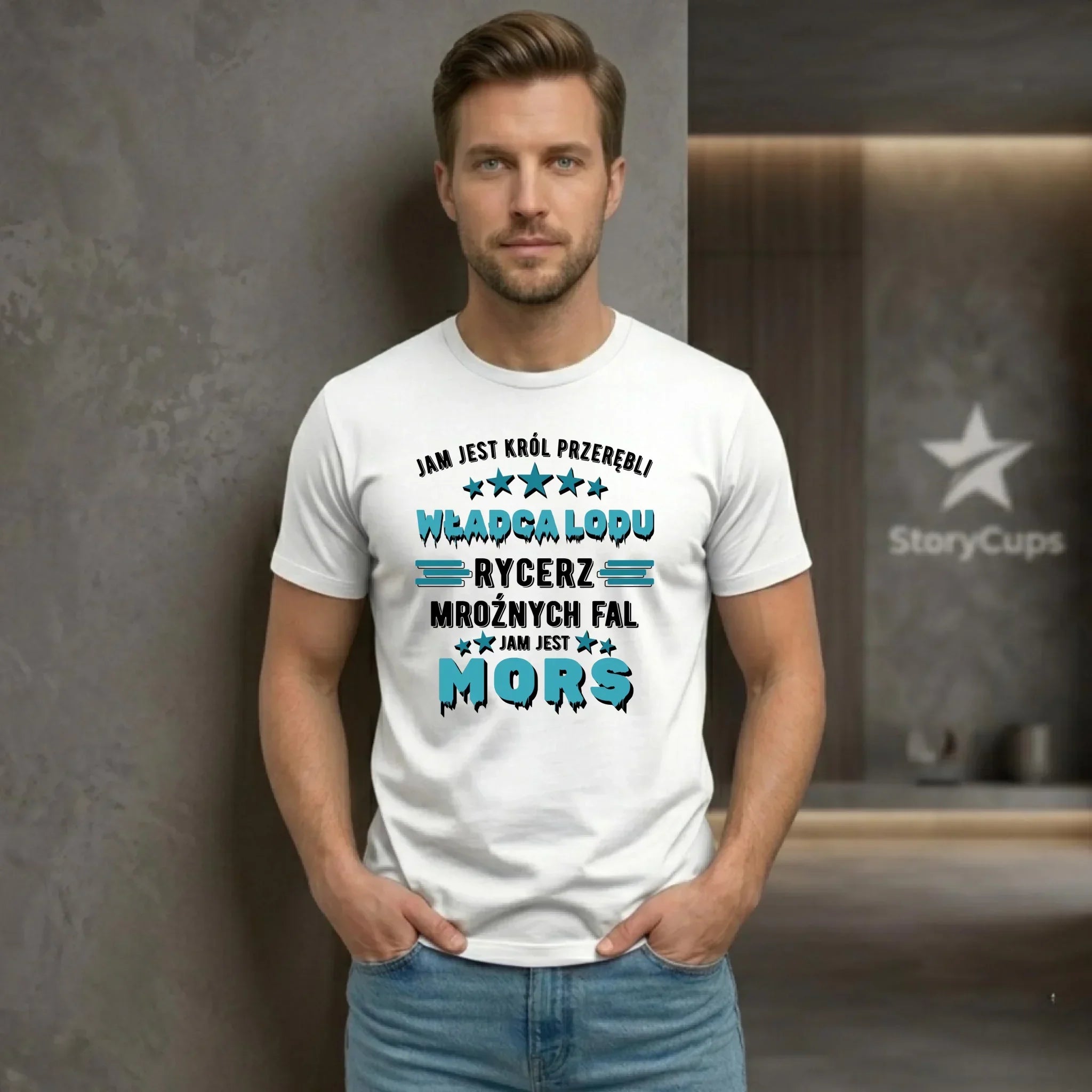 Koszulka męska - prezent dla morsa - Jam jest Król przerębli Jam jest mors HM13 - StoryCups.pl