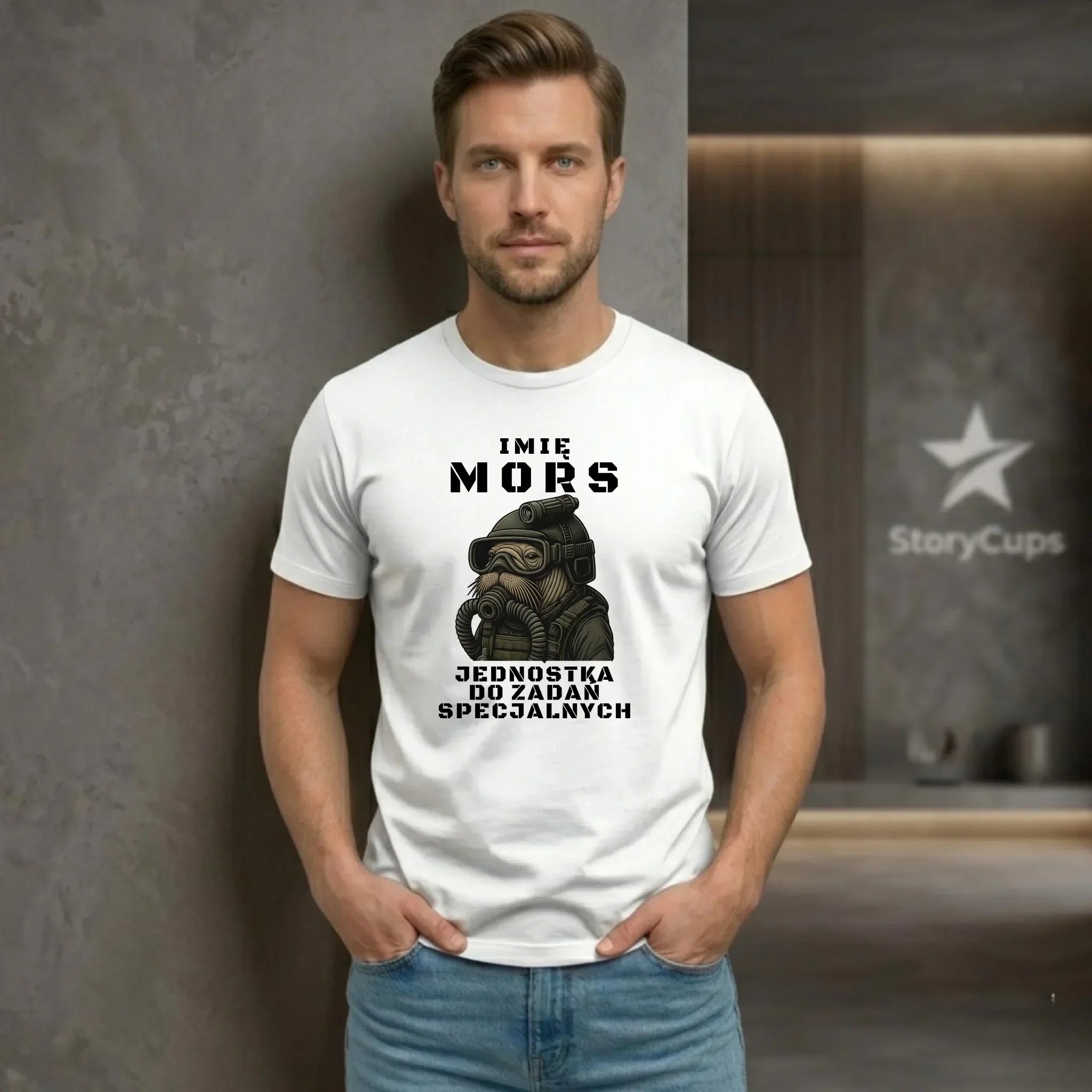 Koszulka męska - prezent dla morsa - Mors do zadań specjalnych - personalizowana HM07 - StoryCups.pl