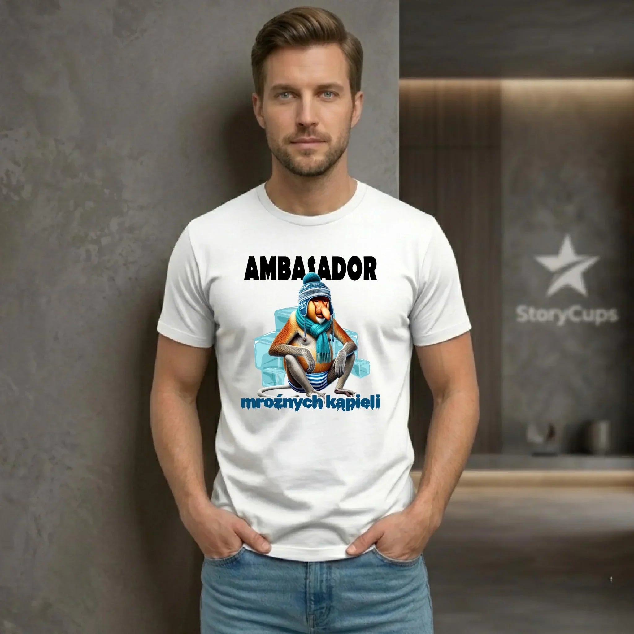 Koszulka męska - prezent dla morsa - Janusz Nosacz Mors - Ambasador mroźnych kąpieli HM03 - StoryCups.pl