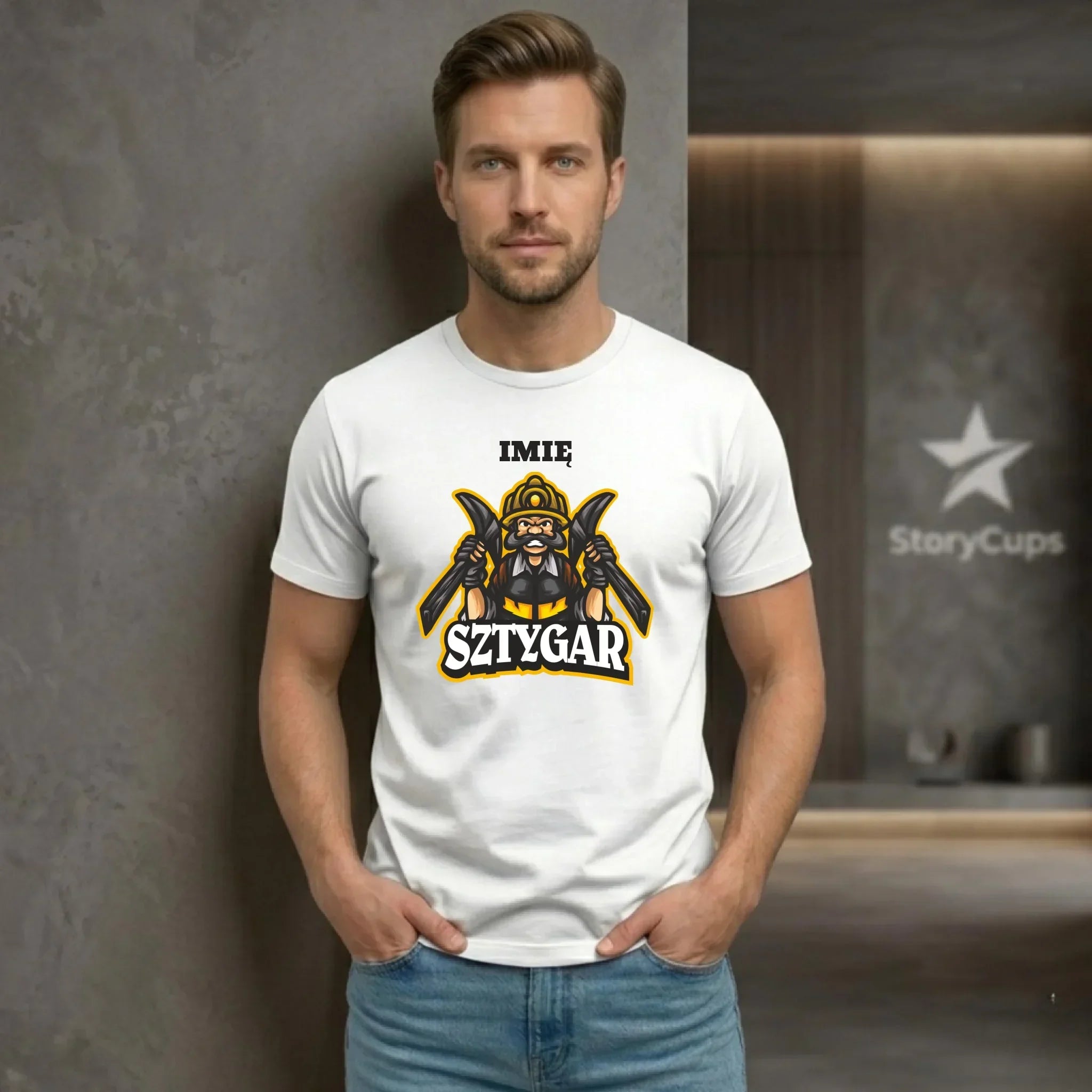 Koszulka męska - prezent dla górnika - Sztygar - personalizowana G15 - StoryCups.pl
