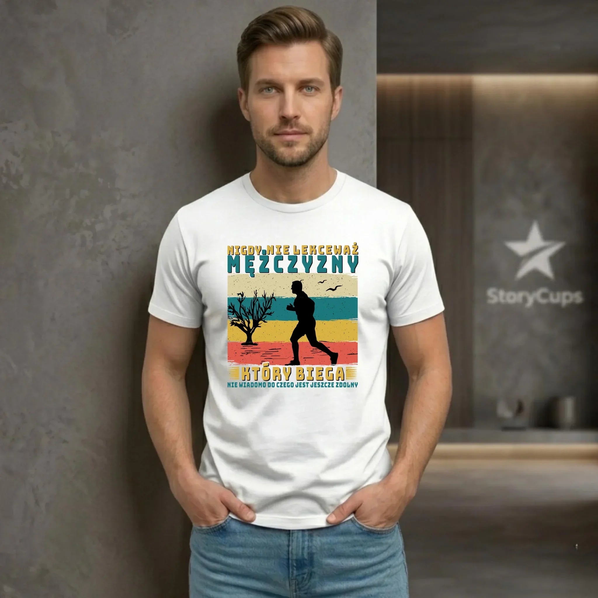 Koszulka męska dla biegacza - Nigdy nie lekceważ HB03 - StoryCups.pl