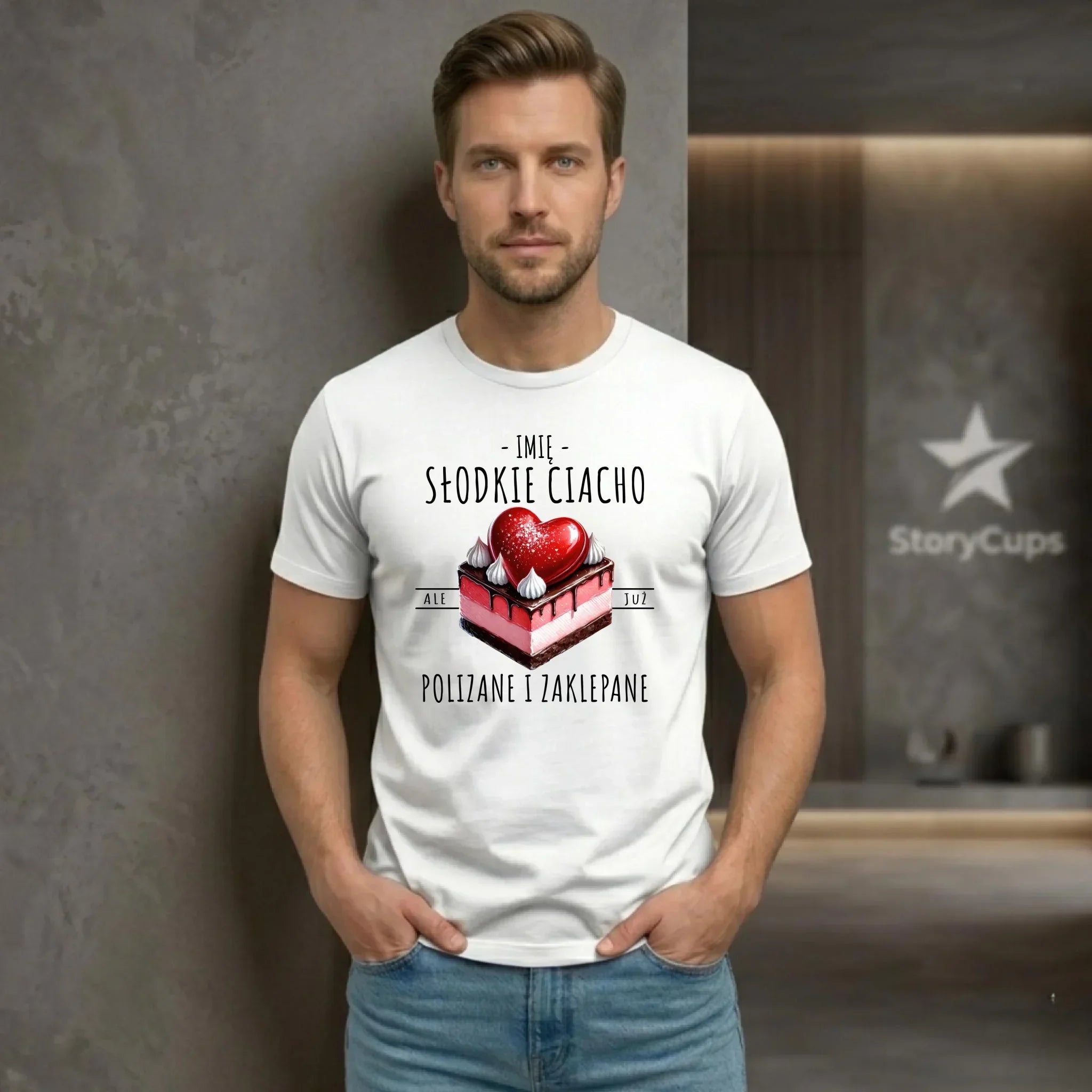 Koszulka męska - Słodkie ciacho polizane i zaklepane - personalizowana W36 - StoryCups.pl