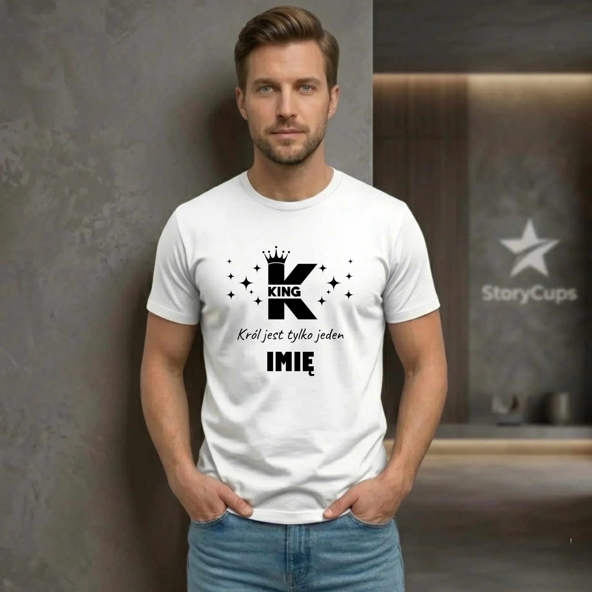 Koszulka męska dla niego - King Król jest tylko jeden - personalizowana W40 - StoryCups.pl