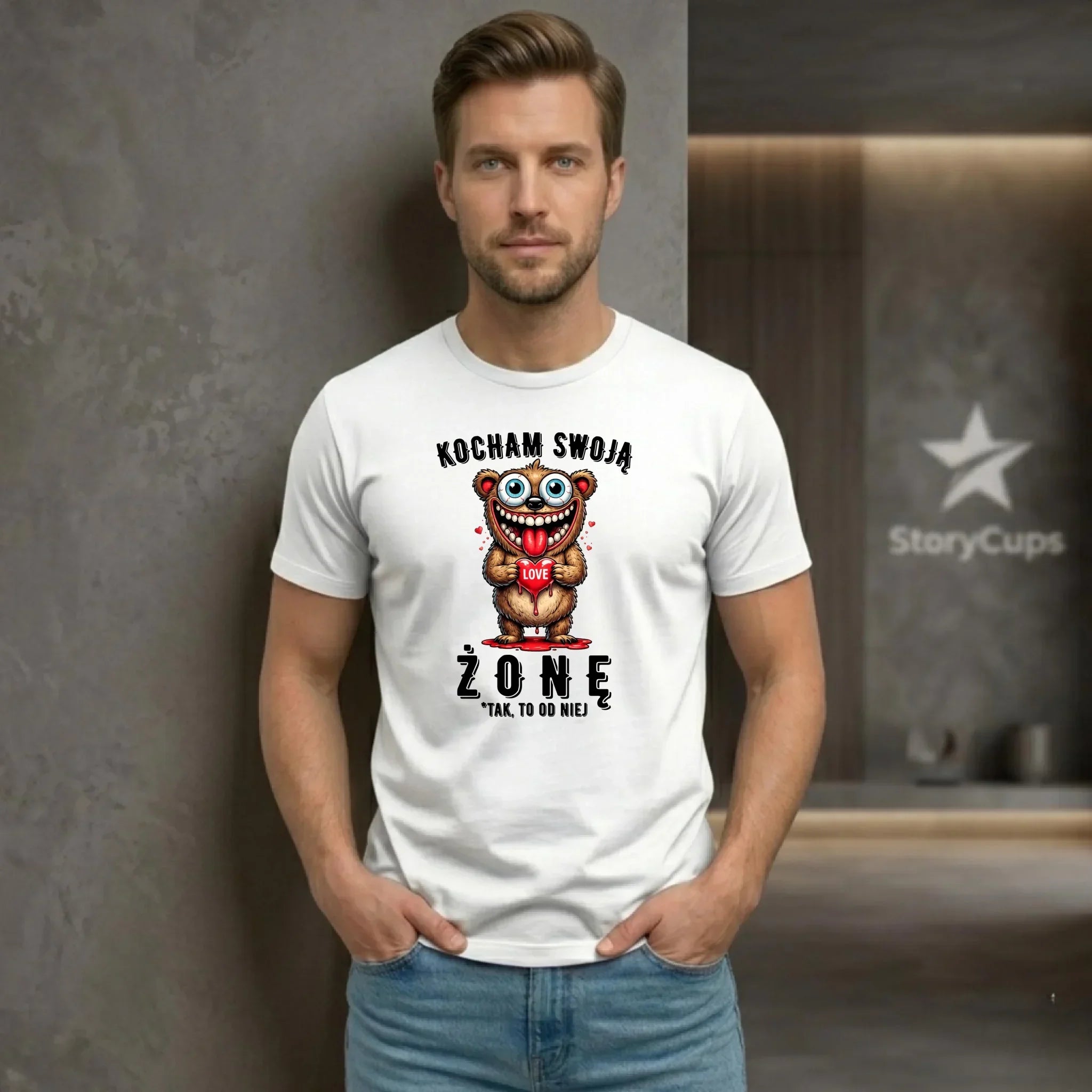 Koszulka męska dla męża - Kocham swoją żonę W23 - StoryCups.pl