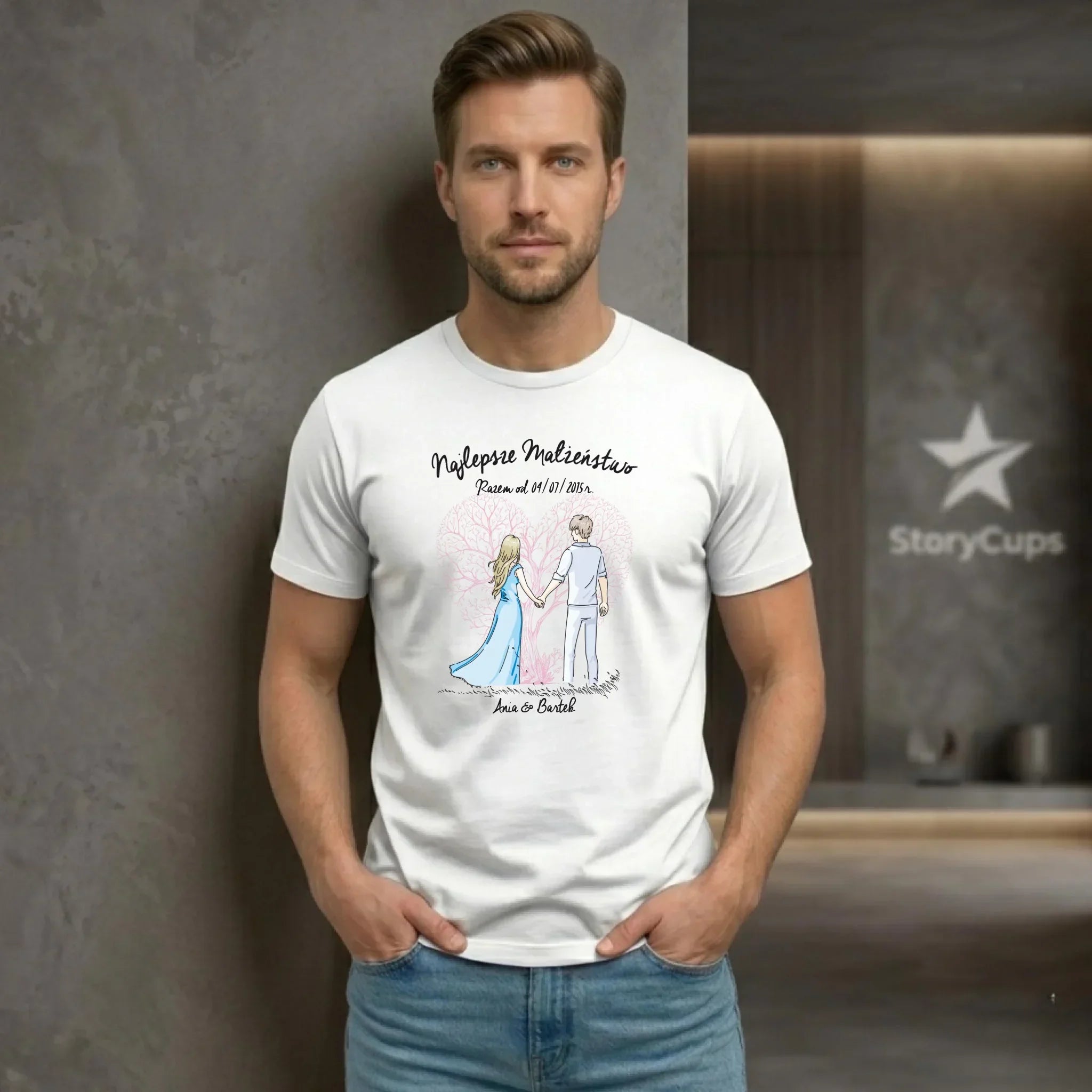 Koszulka męska dla męża - Najlepsze małżeństwo - personalizowana W03 - StoryCups.pl