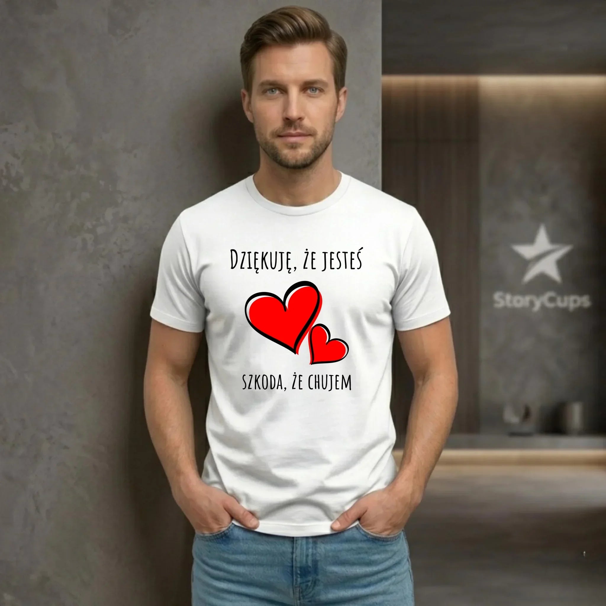 Koszulka męska - Dziękuję, że jesteś szkoda, że ch#jem - bez cenzury - czarna DCH10 - StoryCups.pl