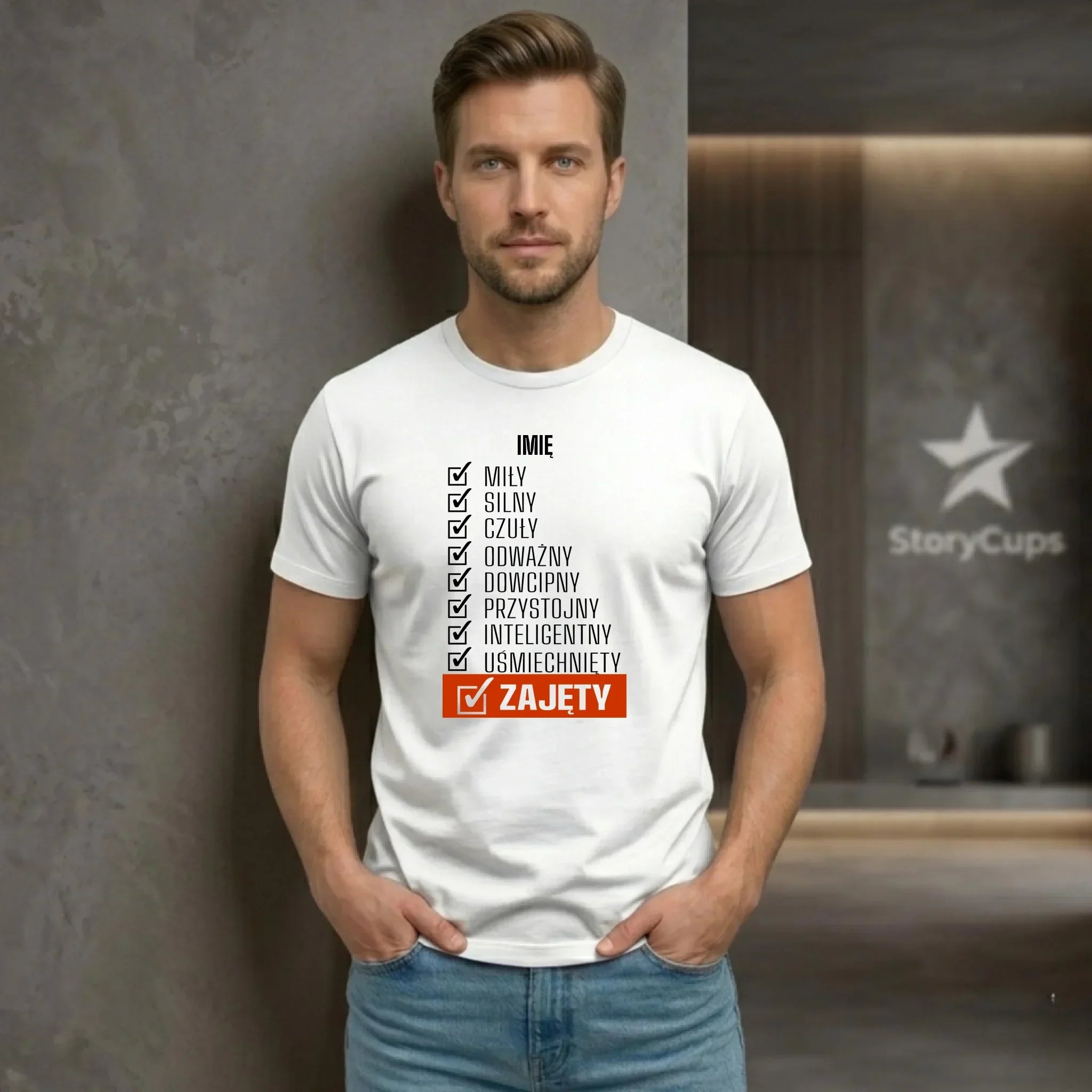 Koszulka męska - Zajęty prezent dla chłopaka męża narzeczonego - personalizowana DCH05 - StoryCups.pl