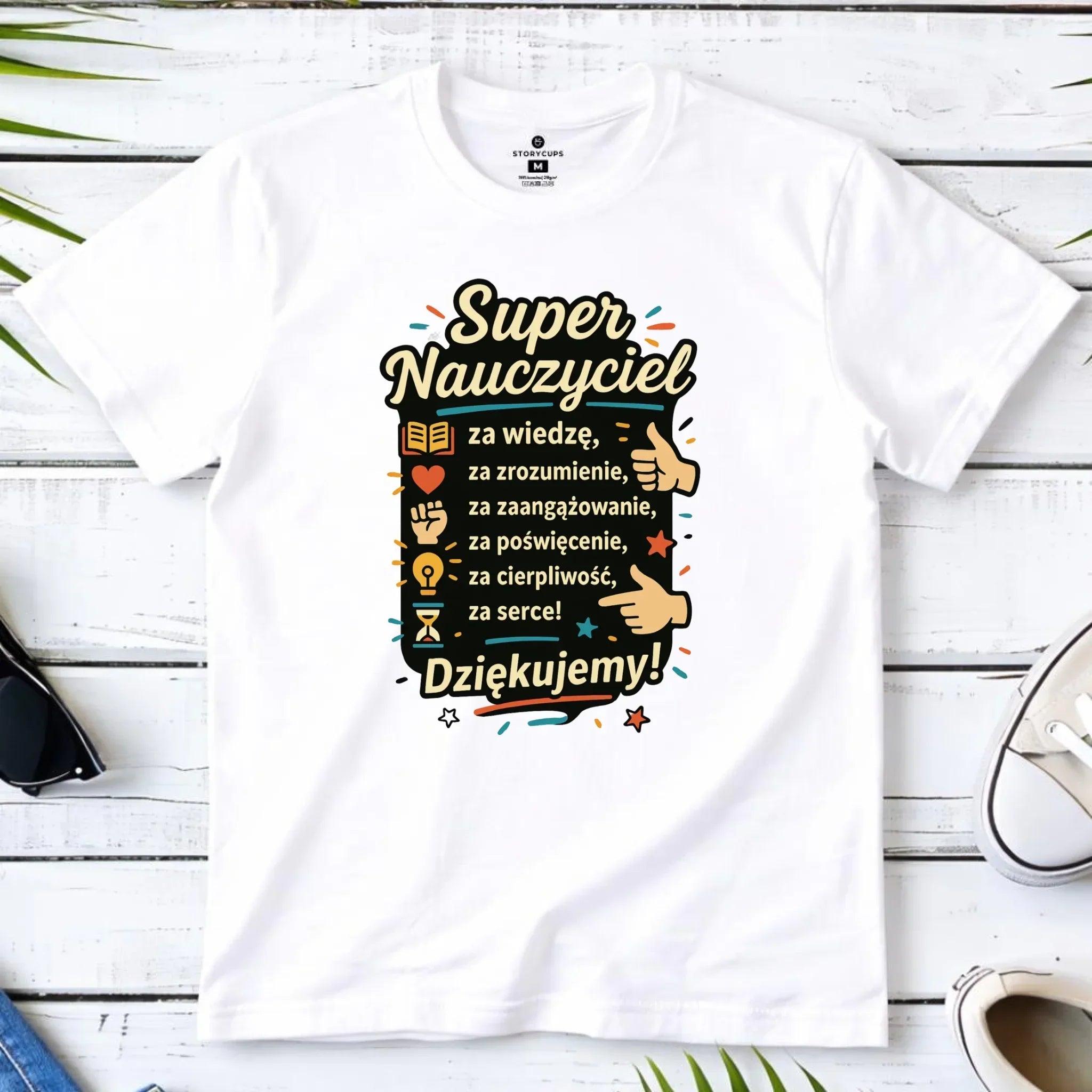 Koszulka męska dla nauczyciela - Super Nauczyciel Dziękujemy N32 - StoryCups.pl