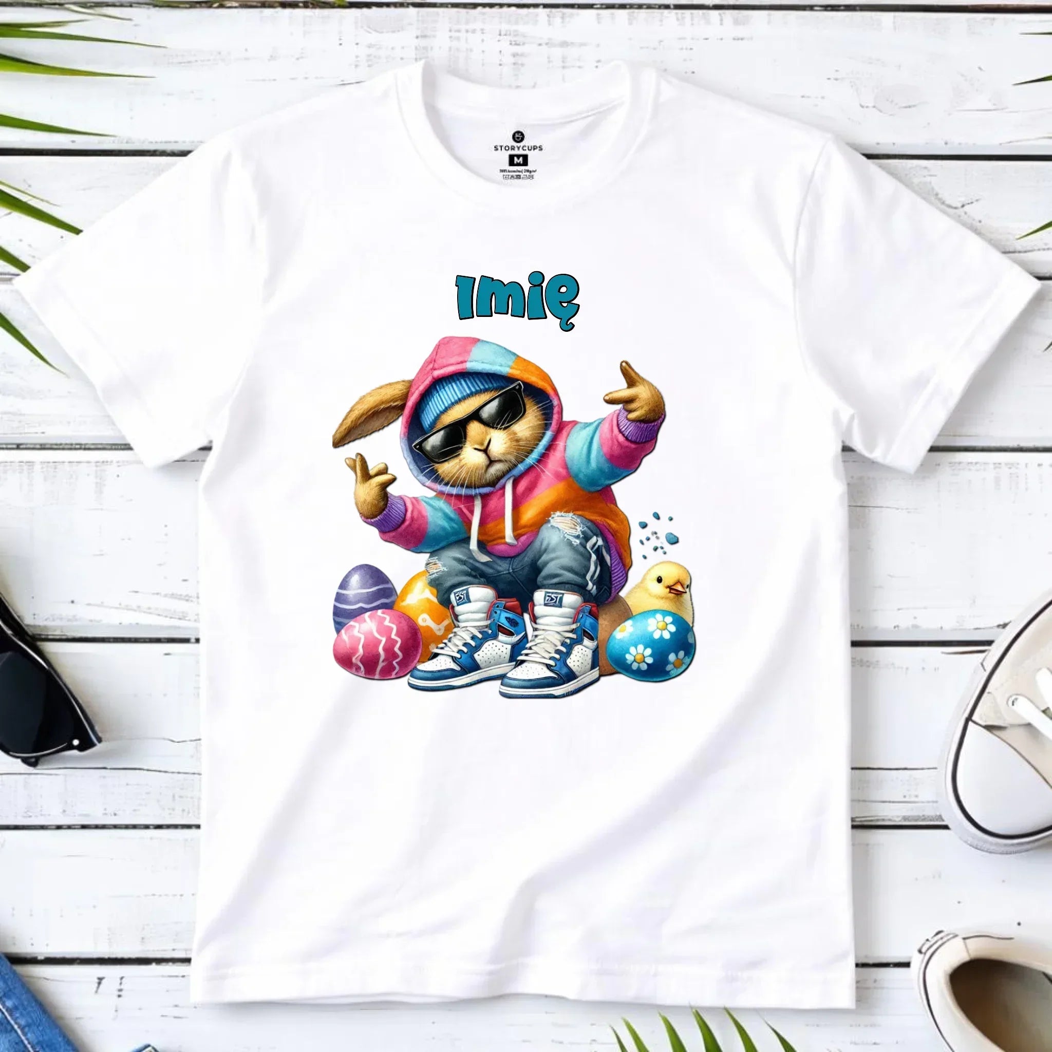 Koszulka męska na Wielkanoc - Sigma Zając w pisankach - Prezent personalizowany WN04 - StoryCups.pl
