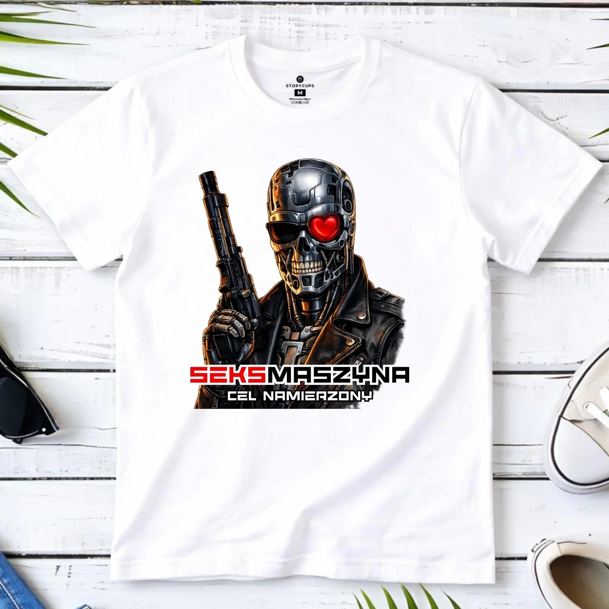 Koszulka męska dla faceta - Cyborg z sercem Seks maszyna DCH32 - StoryCups.pl