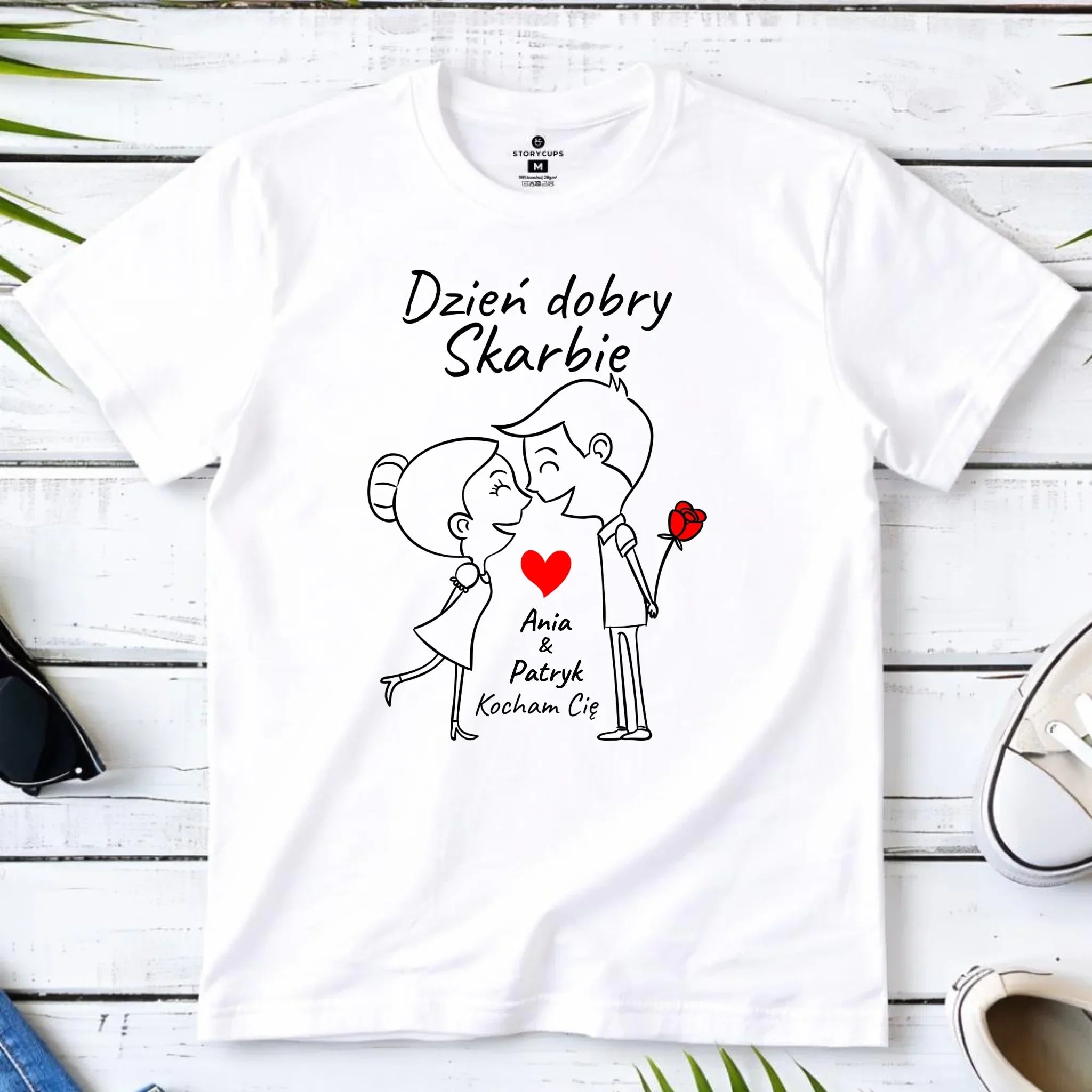 Koszulka męska dla par - Dzień dobry Skarbie - personalizowana W15 - StoryCups.pl