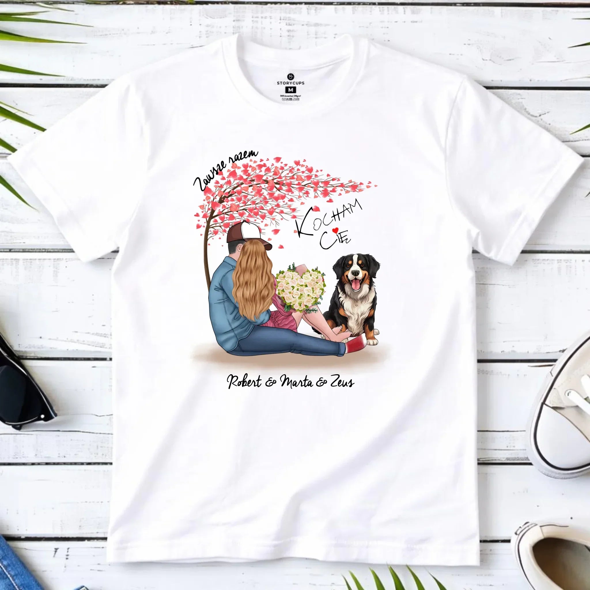 Koszulka męska dla par + Berneńczyk - Zawsze razem - personalizowana W04A - StoryCups.pl